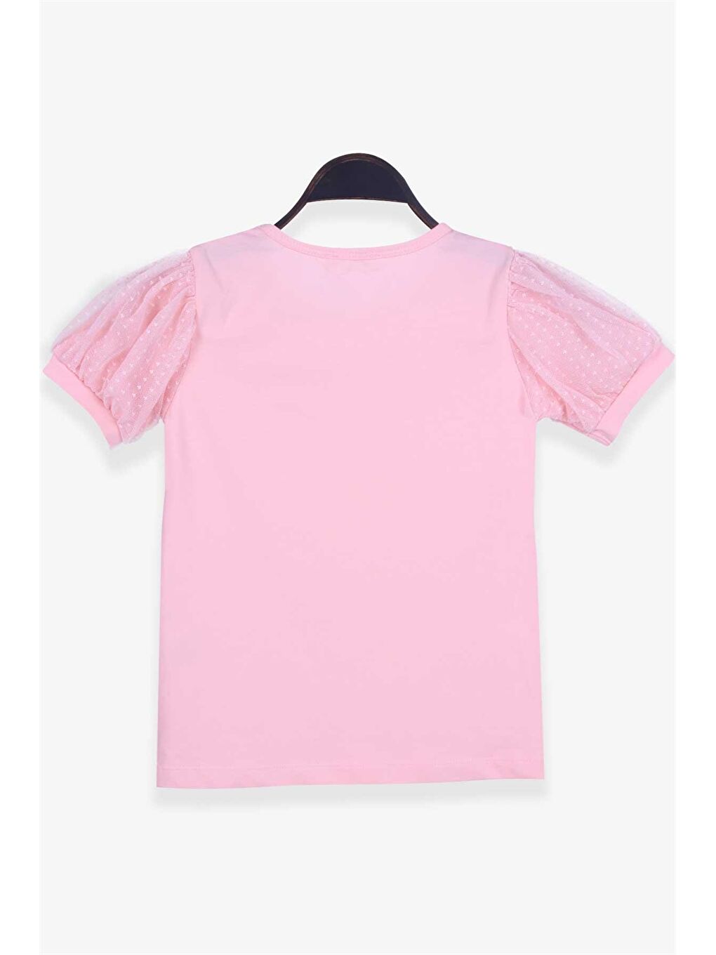 Turuncu Bisiklet Yaka Kısa Kollu Kız Çocuk Tişört-1