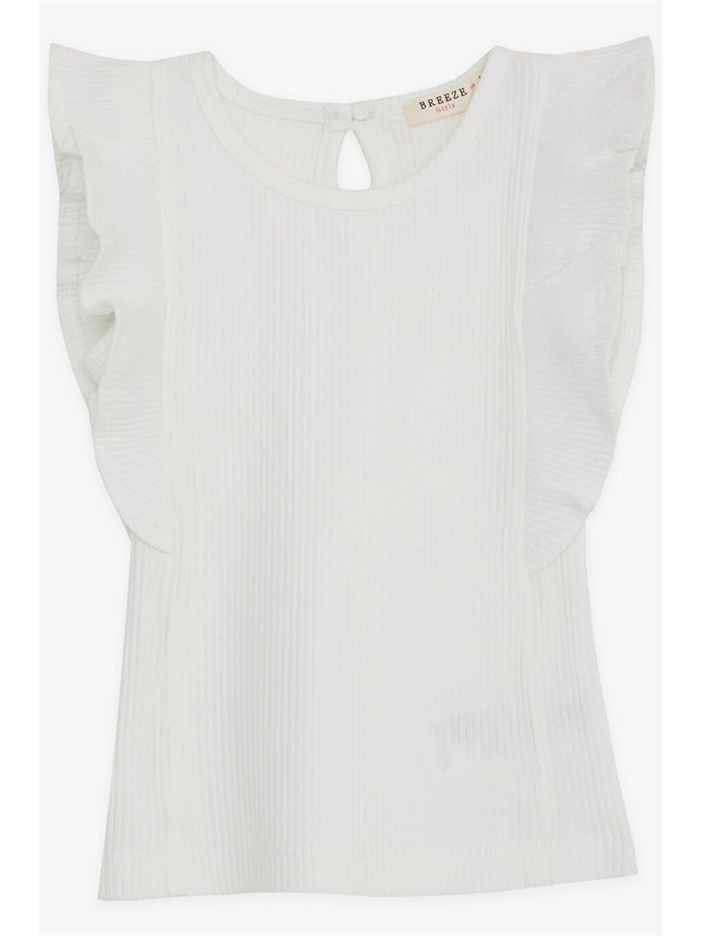 Ekru Bisiklet Yaka Kız Bebek Tişört