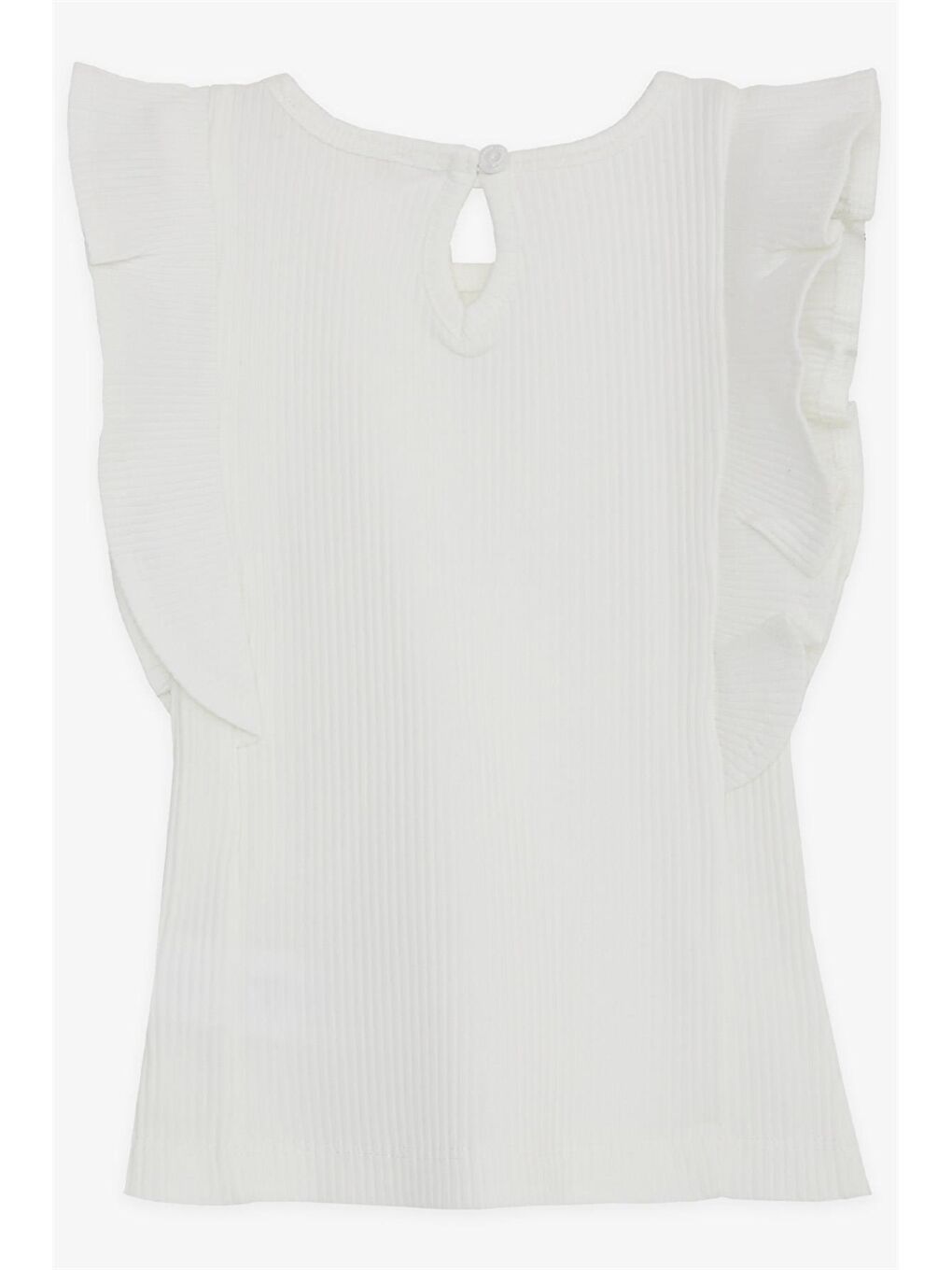 Ekru Bisiklet Yaka Kız Bebek Tişört-1