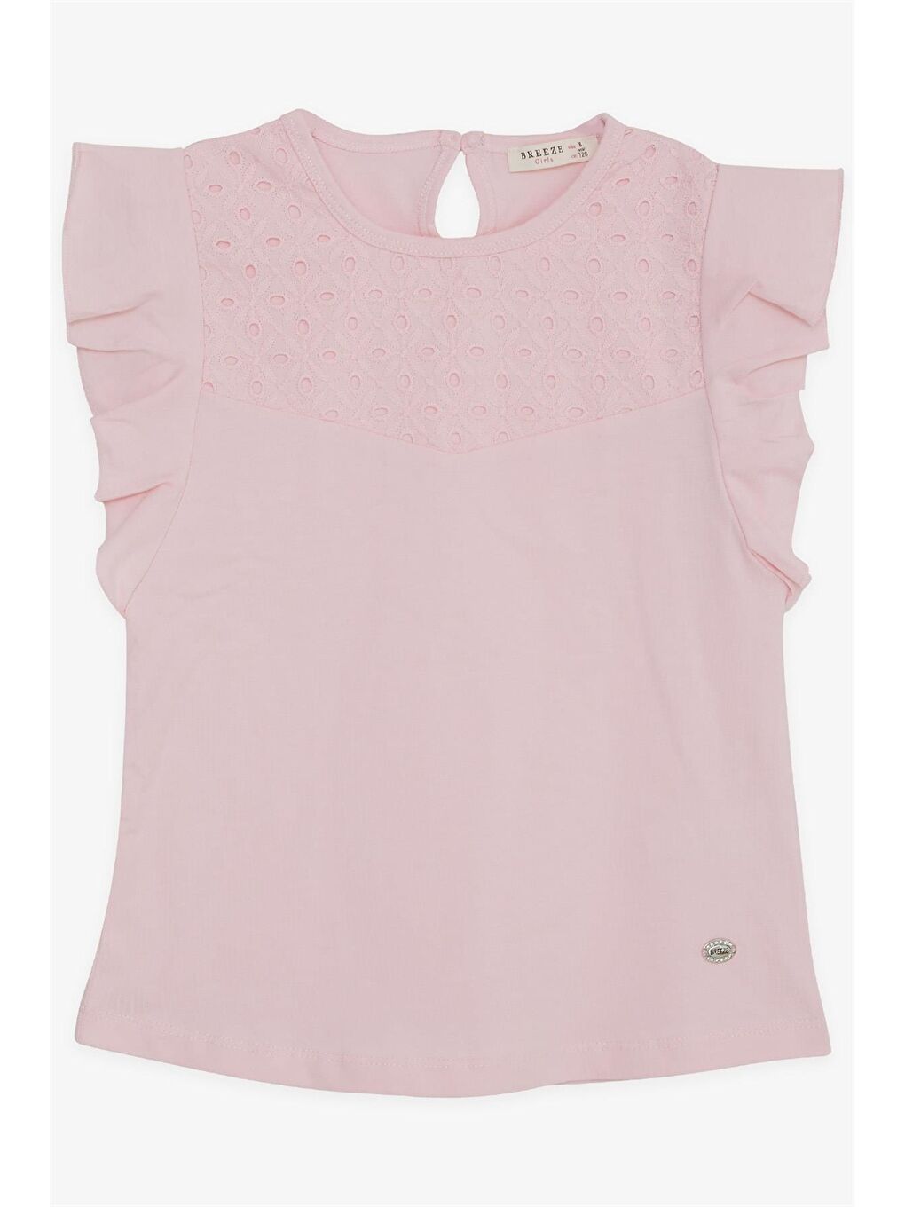 Pembe Bisiklet Yaka Kız Çocuk Tişört