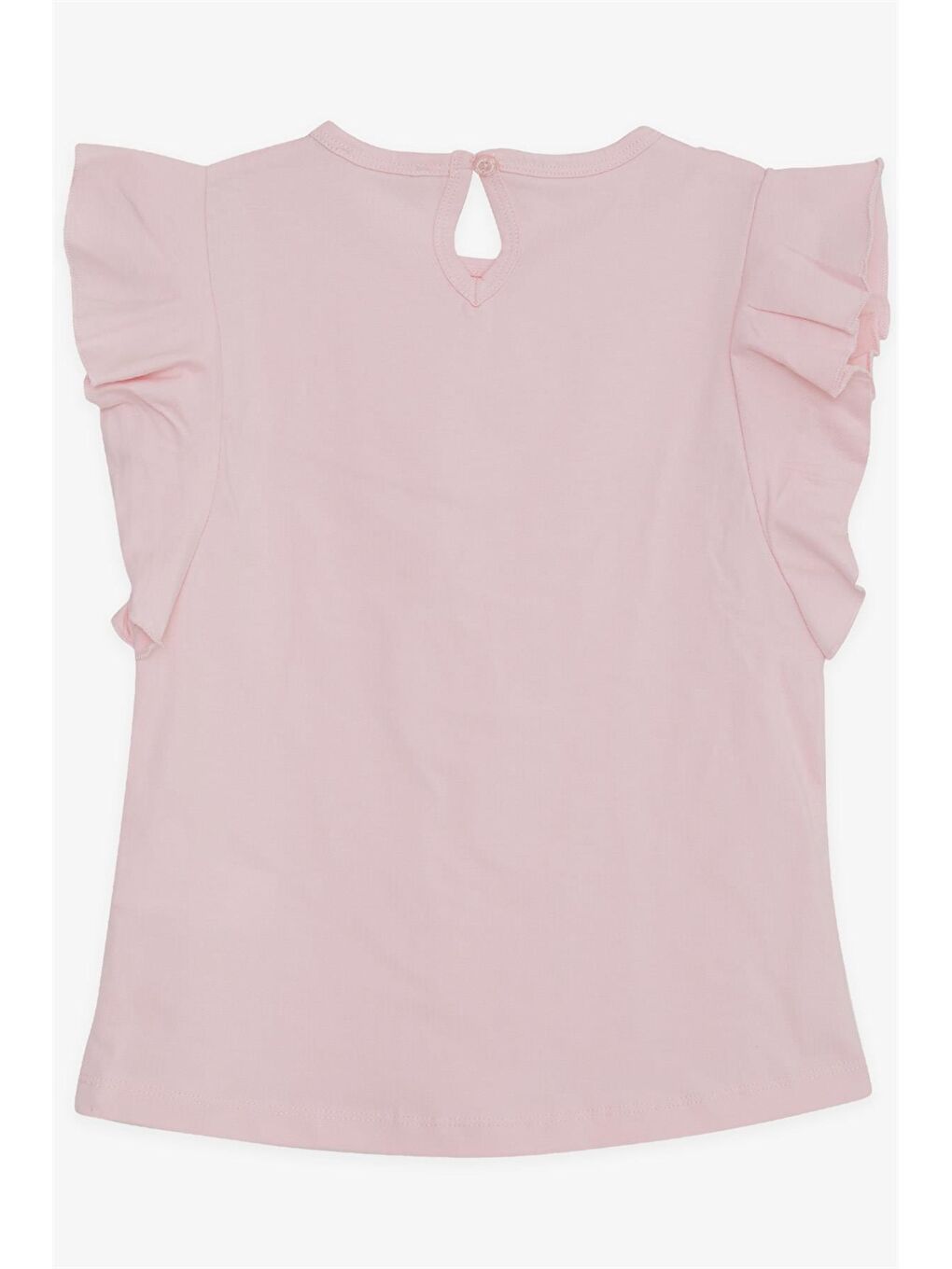 Pembe Bisiklet Yaka Kız Çocuk Tişört-1