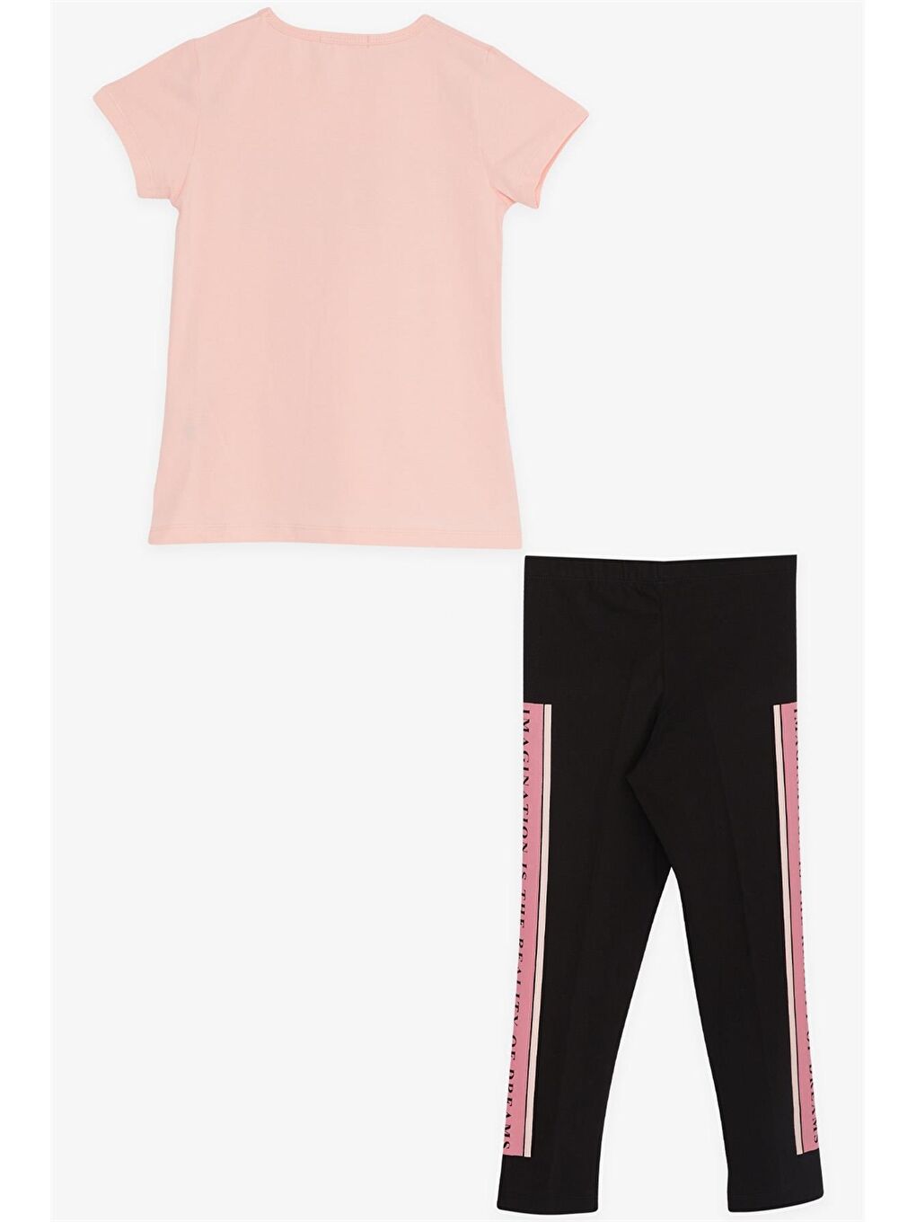 Turuncu Bisiklet Yaka Baskılı Kısa Kollu Kız Çocuk Tişört ve Tayt  2'li Takım-1