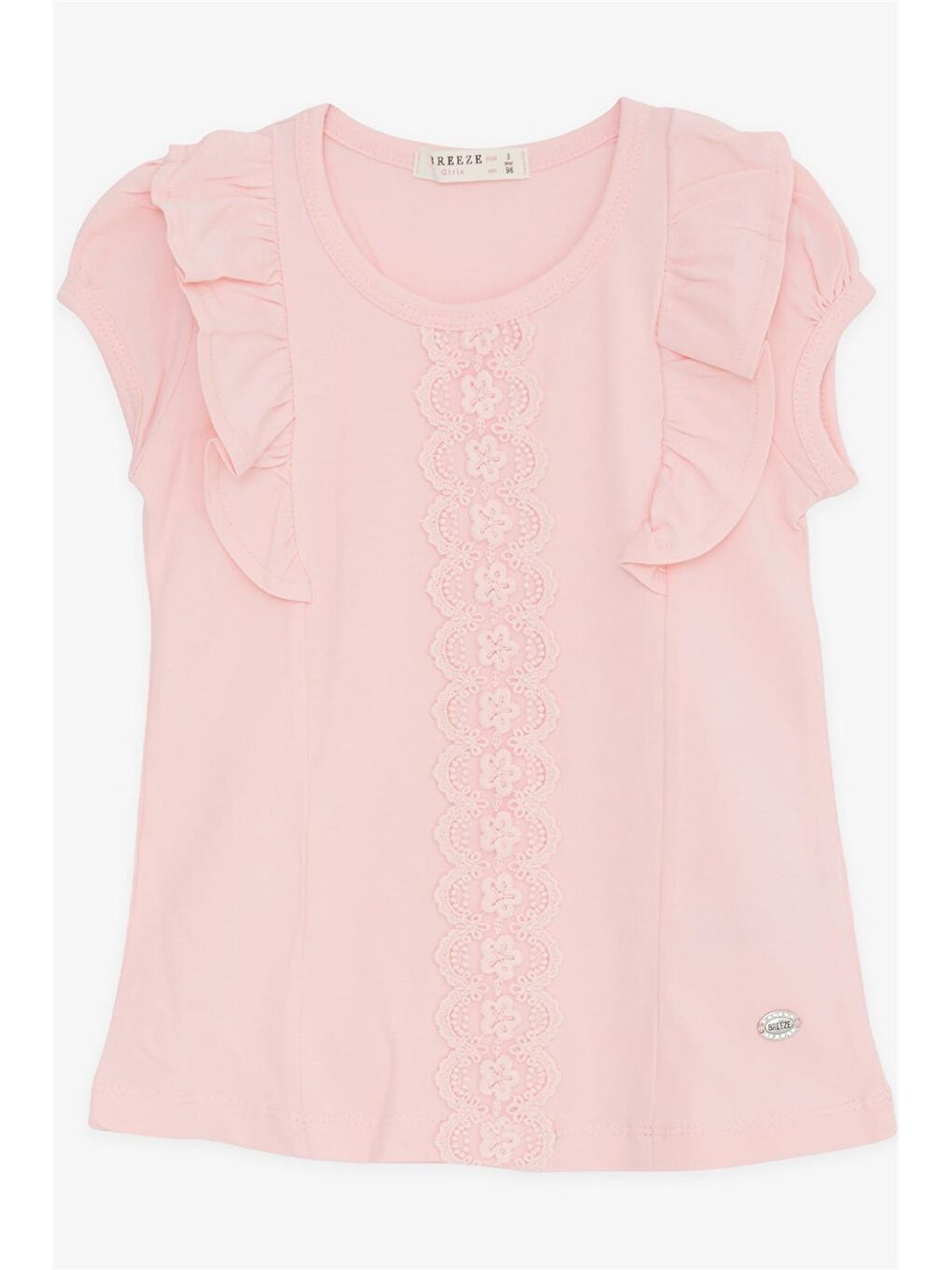 Pembe Bisiklet Yaka Kısa Kollu Kız Çocuk Tişört