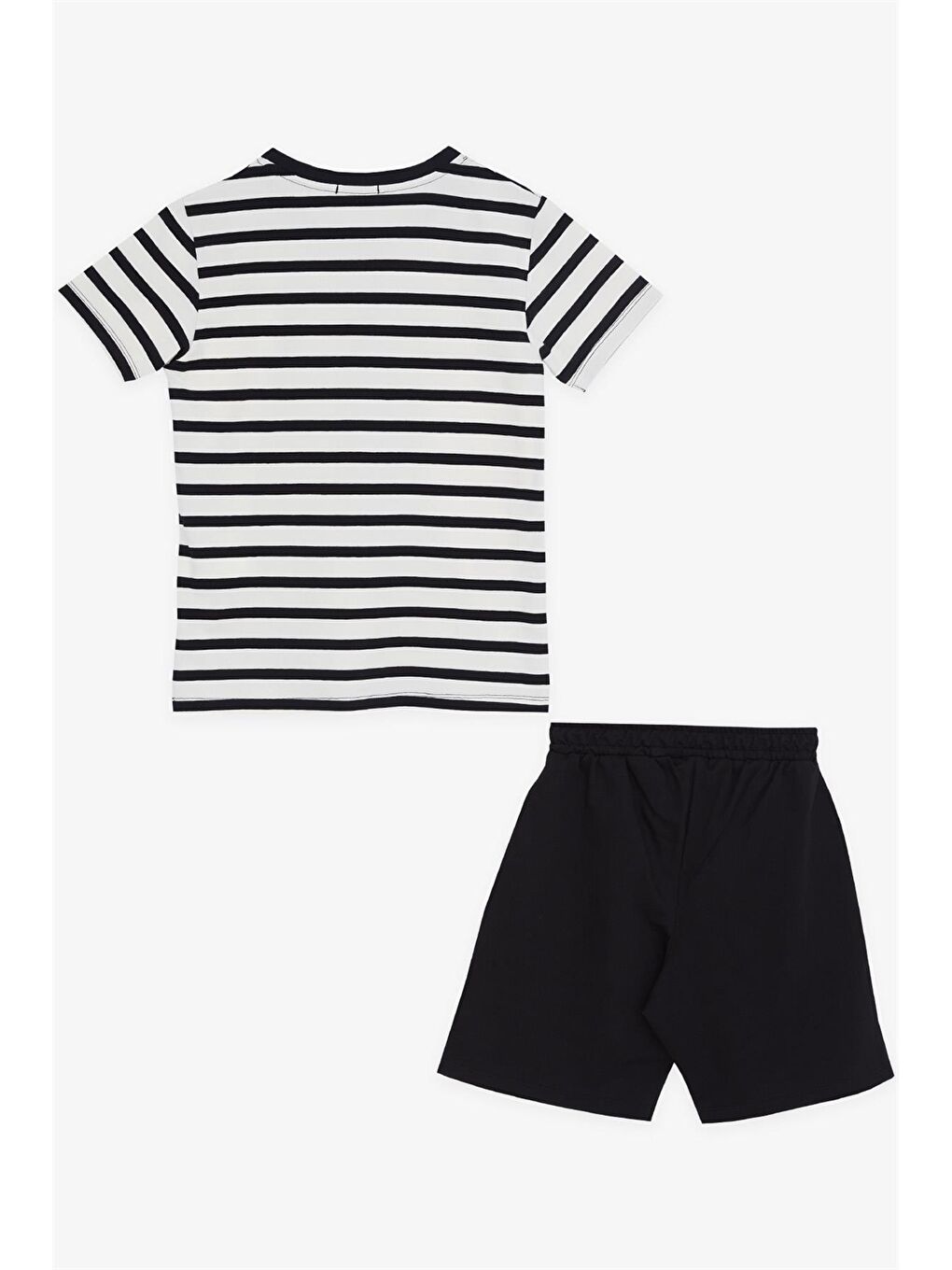 Ekru Bisiklet Yaka Baskılı Erkek Çocuk Tişört ve Şort 2'li Takım-1
