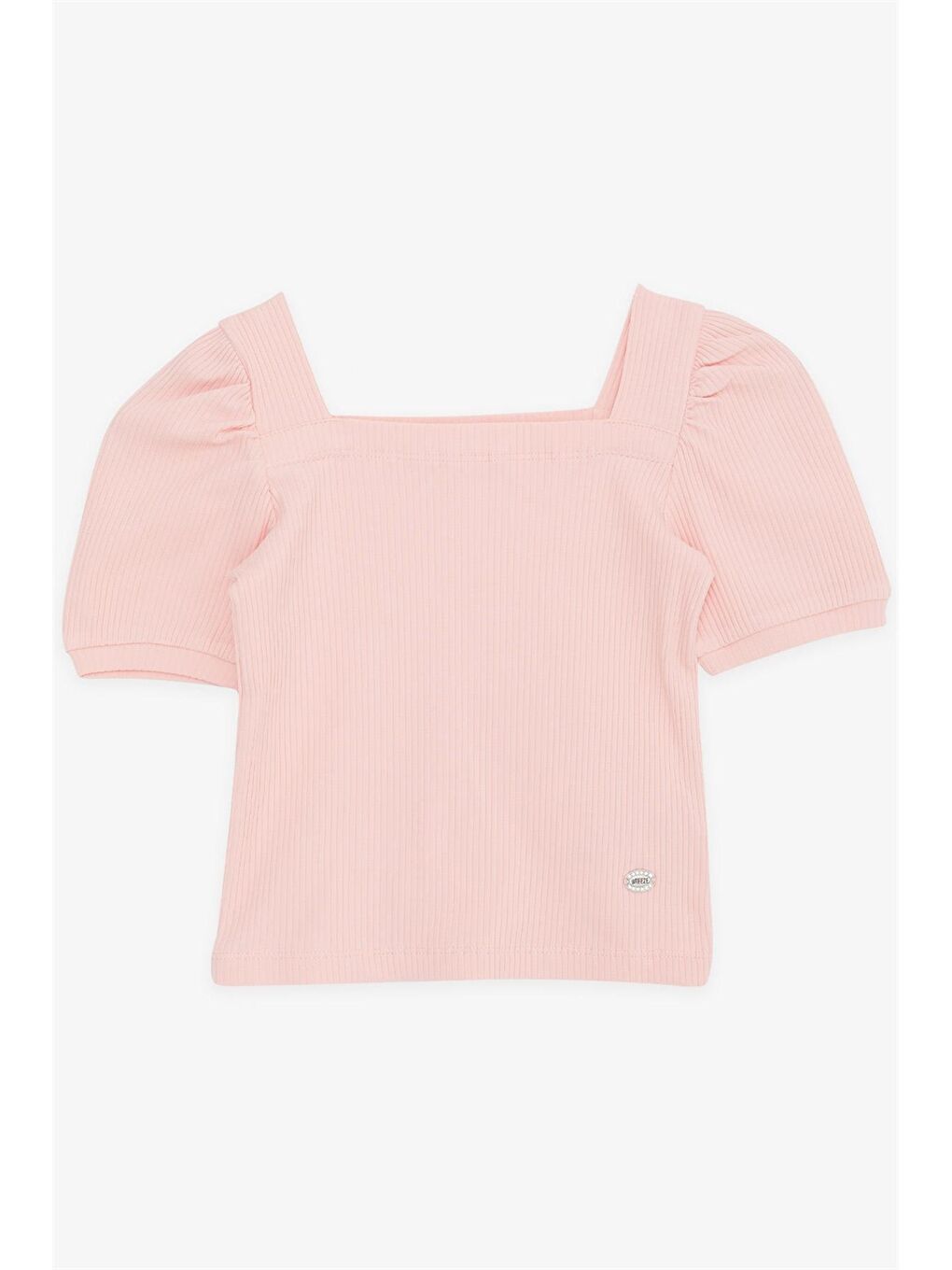 Turuncu Kare Yaka Kısa Kollu Kız Çocuk Tişört