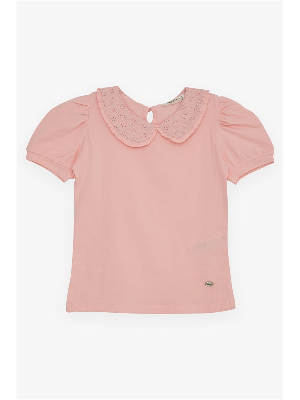 Turuncu Bebe Yaka Kısa Kollu Kız Çocuk Tişört