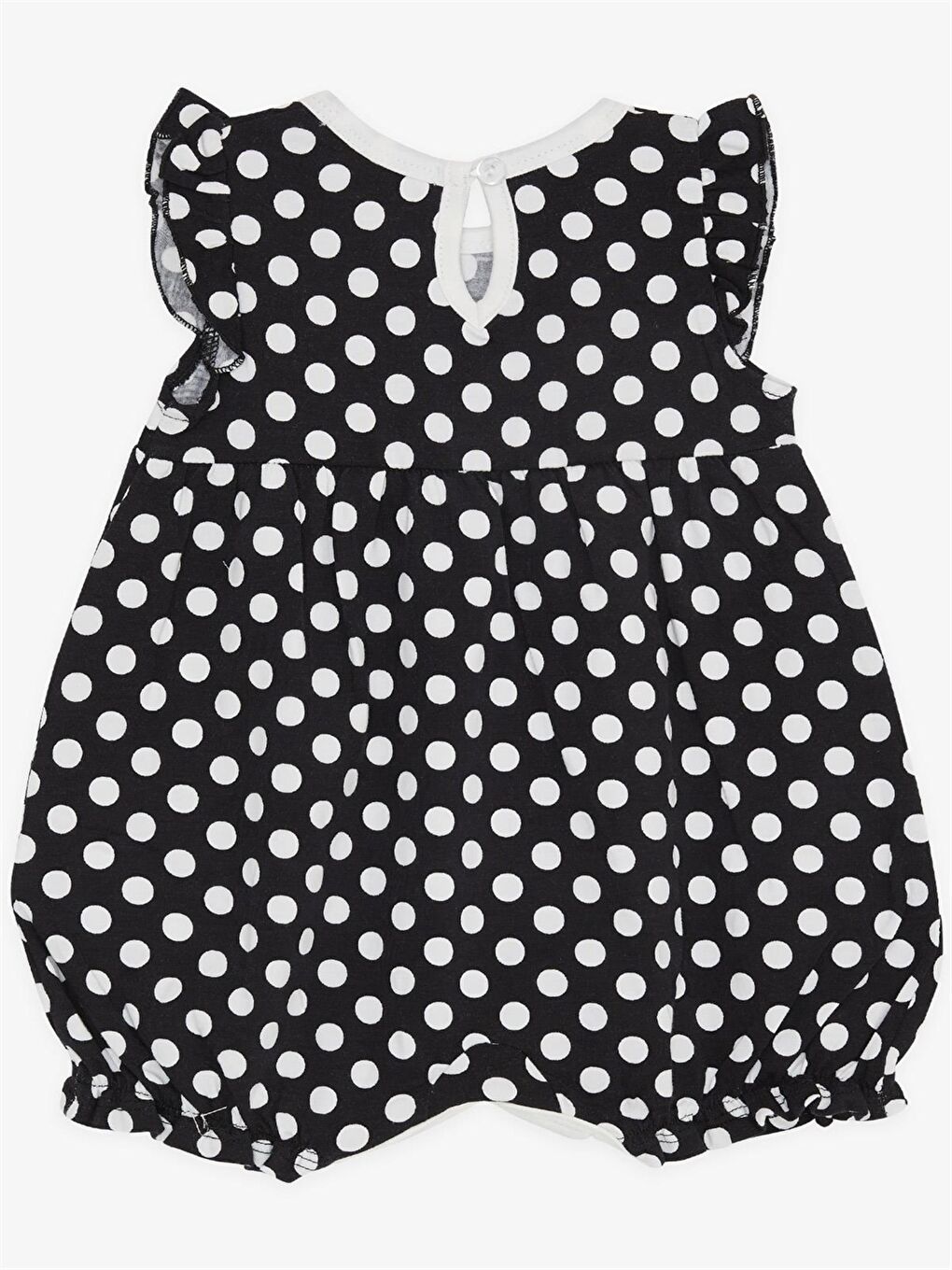 Siyah Bisiklet Yaka Puantiyeli Kız Bebek Tulum-1