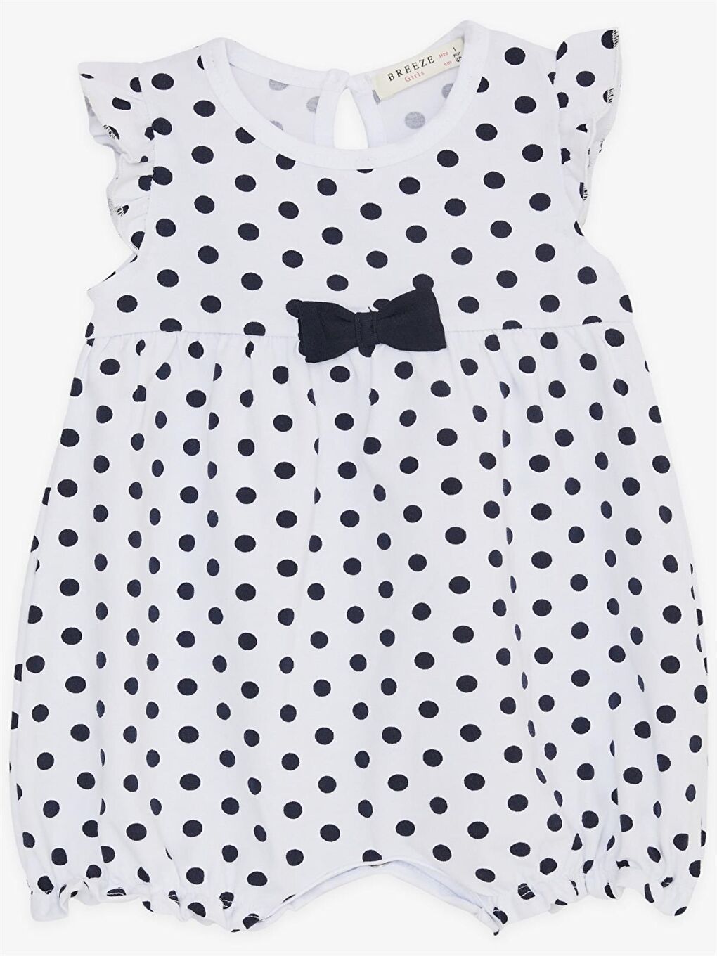 Beyaz Bisiklet Yaka Puantiyeli Kız Bebek Tulum