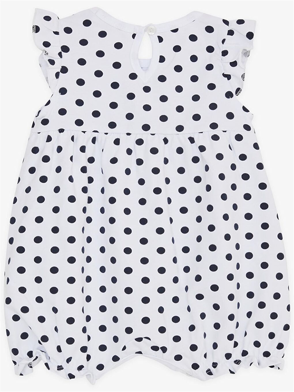 Beyaz Bisiklet Yaka Puantiyeli Kız Bebek Tulum-1