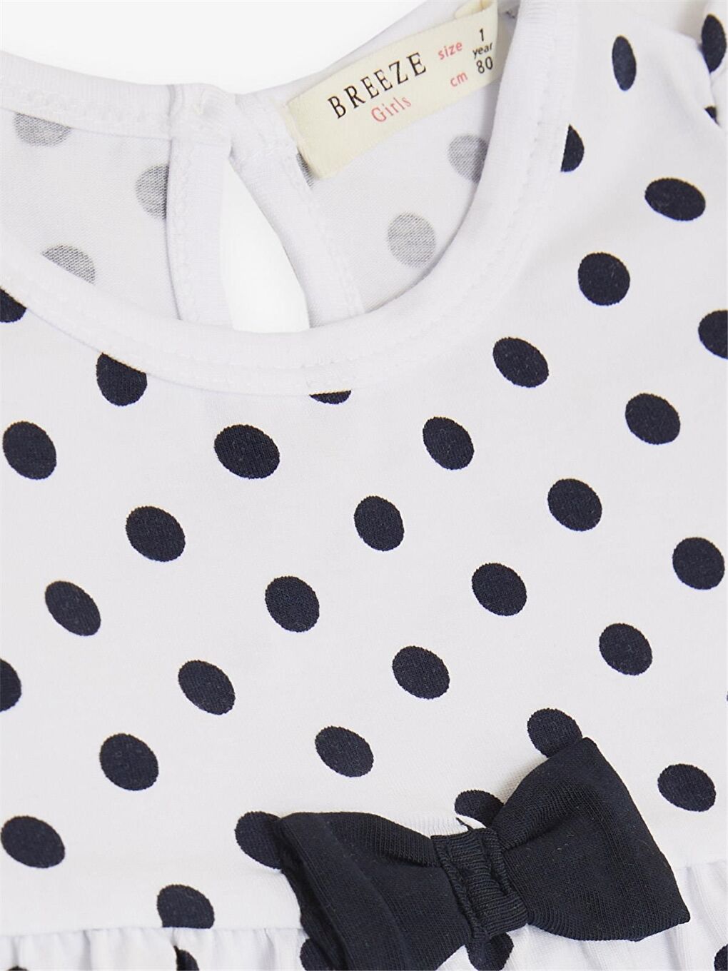 Beyaz Bisiklet Yaka Puantiyeli Kız Bebek Tulum-2