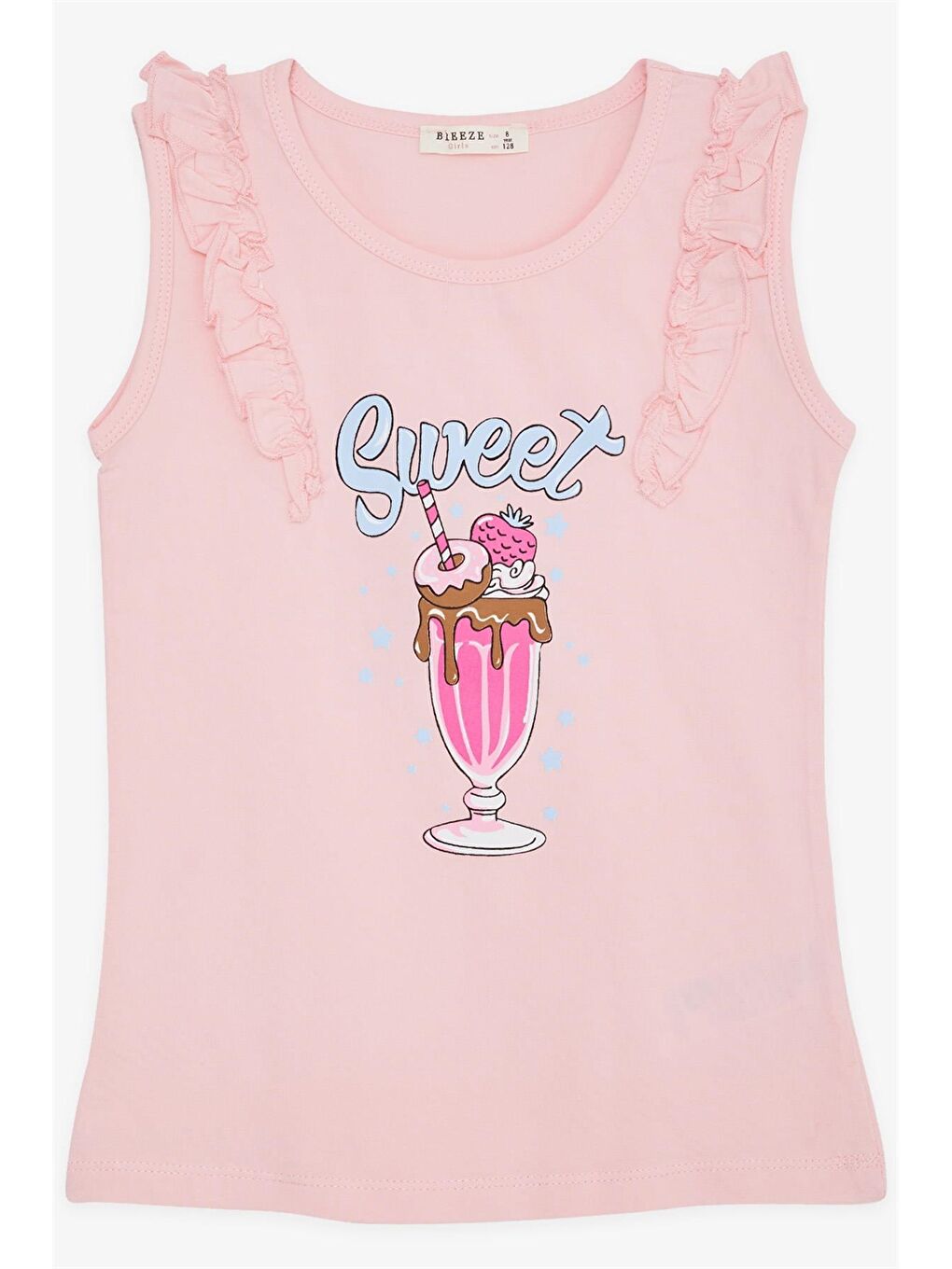 Pembe Bisiklet Yaka Baskılı Kız Çocuk Tişört