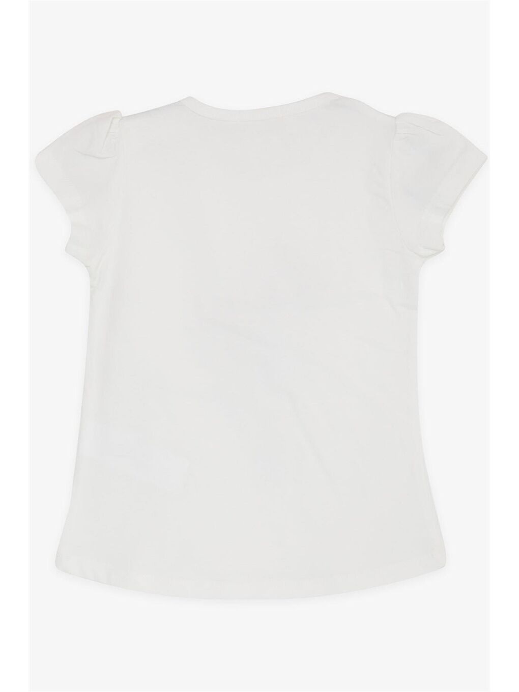 Ekru Bisiklet Yaka Kısa Kollu Kız Bebek Tişört-1
