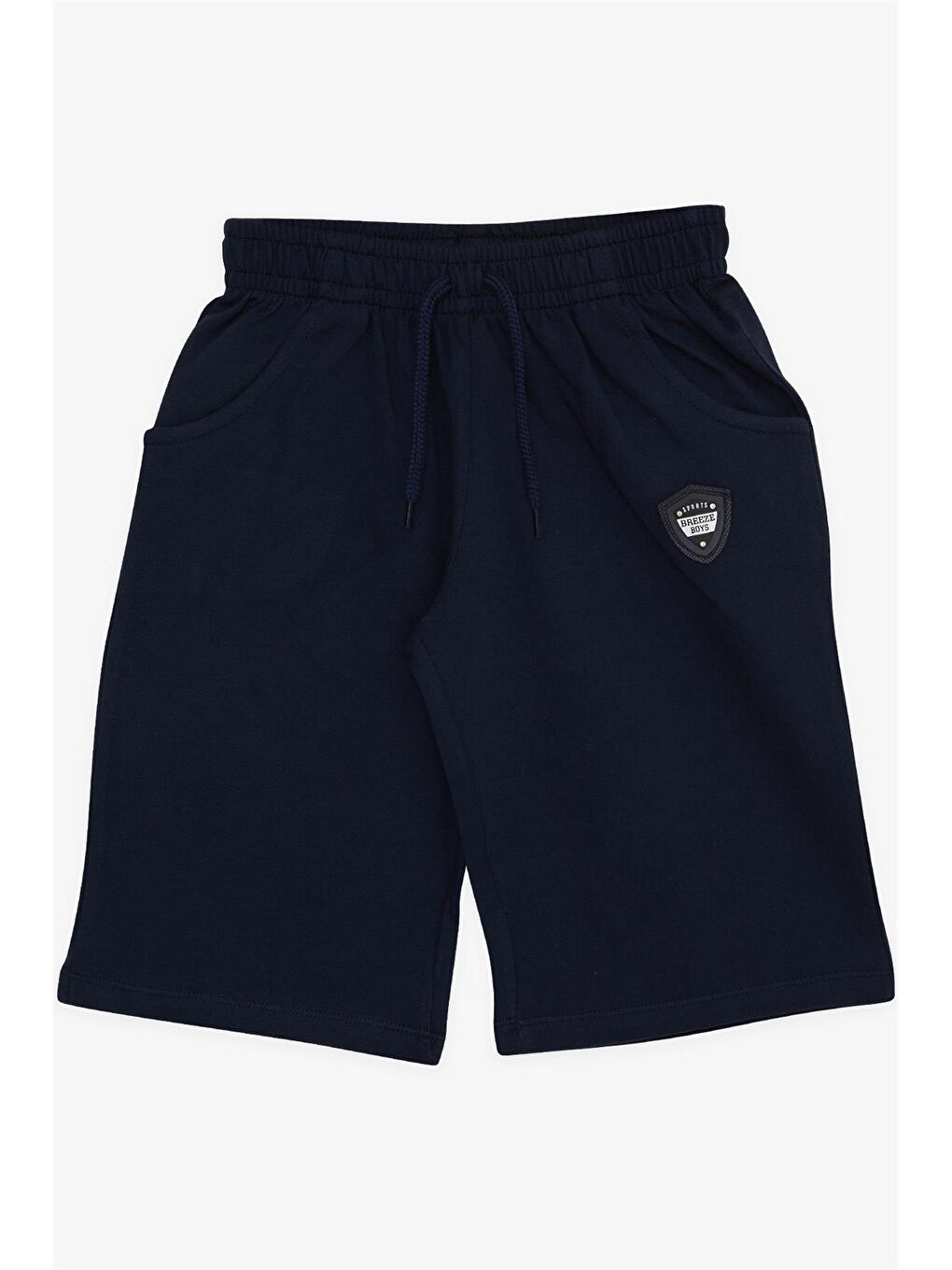 Lacivert Beli Lastikli Baskılı Erkek Çocuk Şort