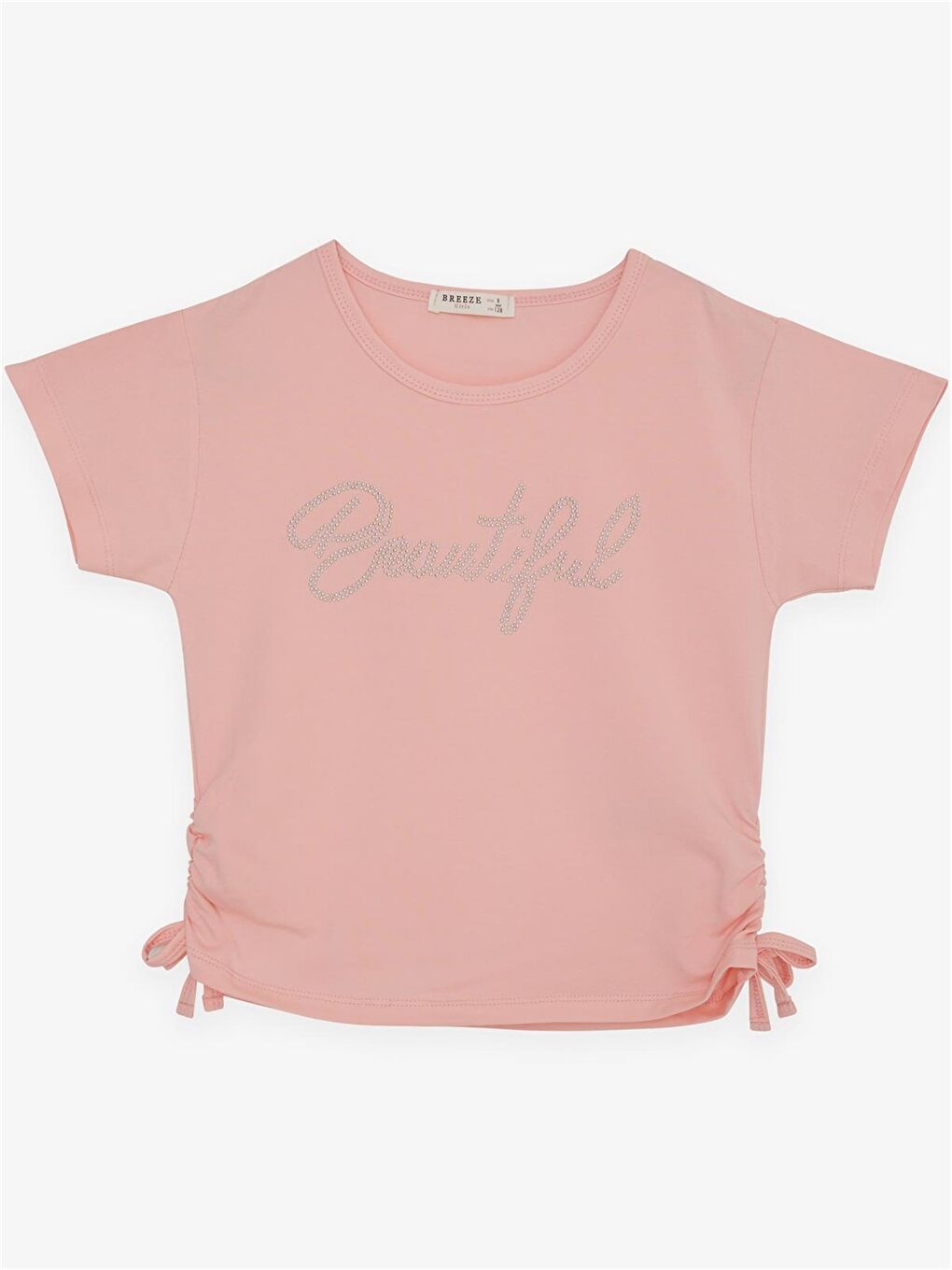 Turuncu Bisiklet Yaka Kısa Kollu Kız Çocuk Tişört