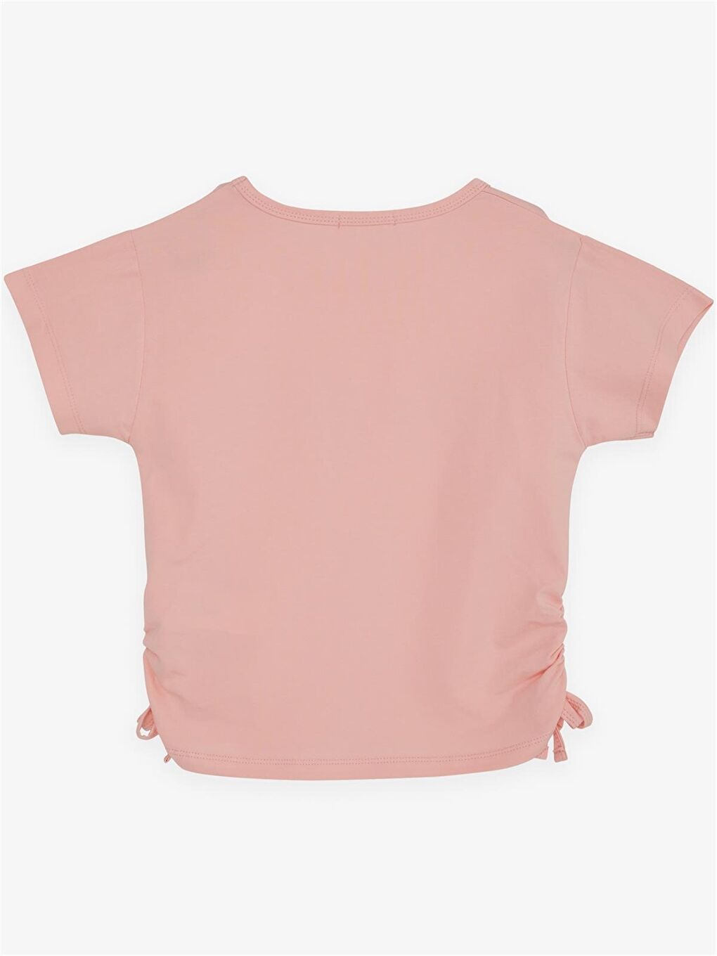 Turuncu Bisiklet Yaka Kısa Kollu Kız Çocuk Tişört-1