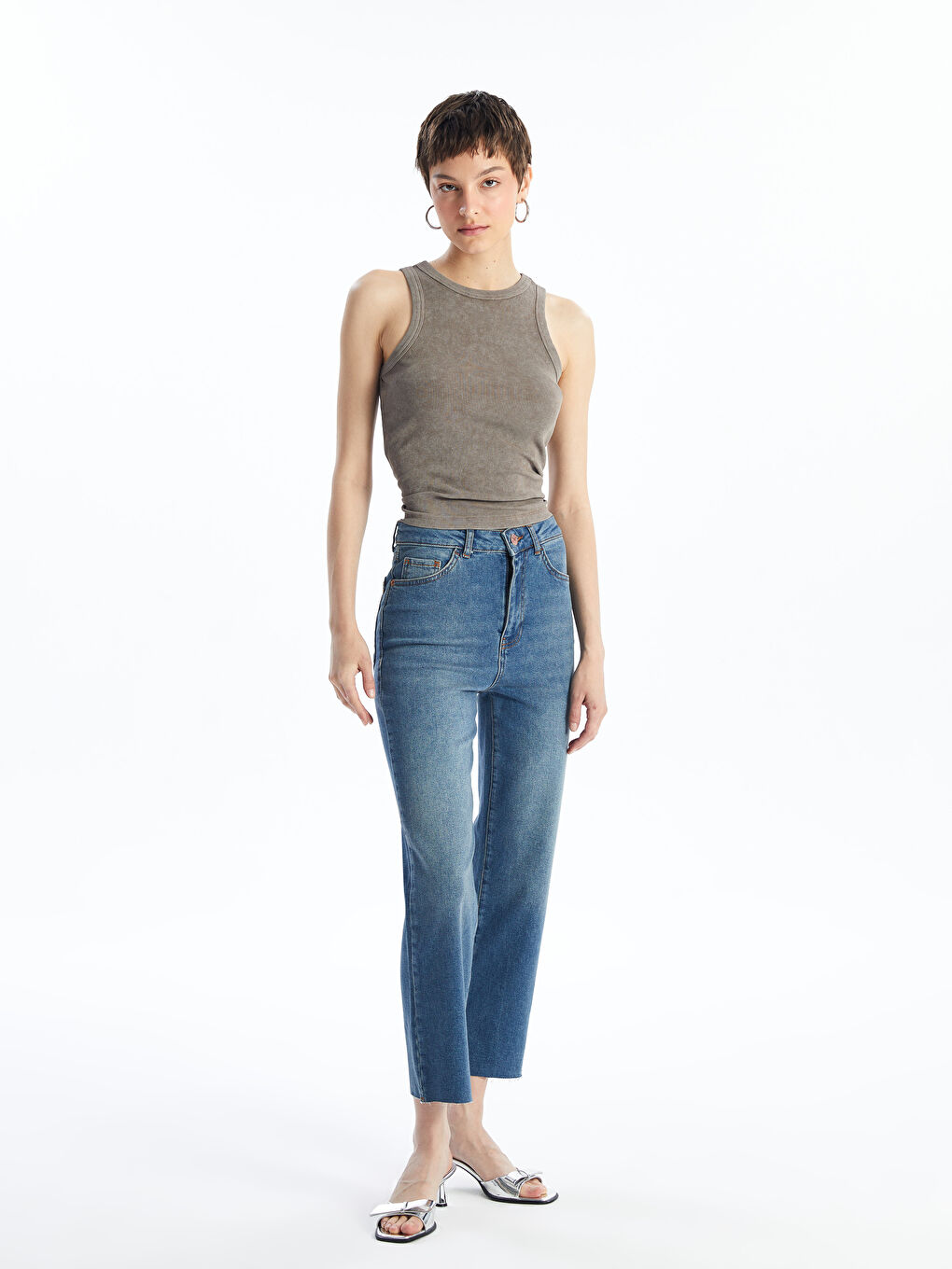 Straight Fit Women's Denim Trousers -S4LF23Z8-507