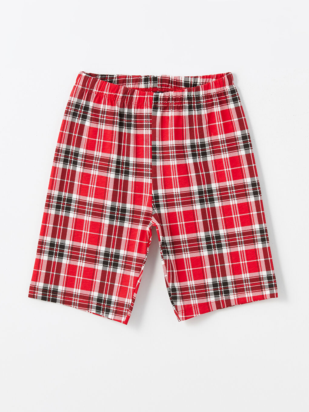Kırmızı Beli Lastikli Ekose Erkek Çocuk Pijama Şort