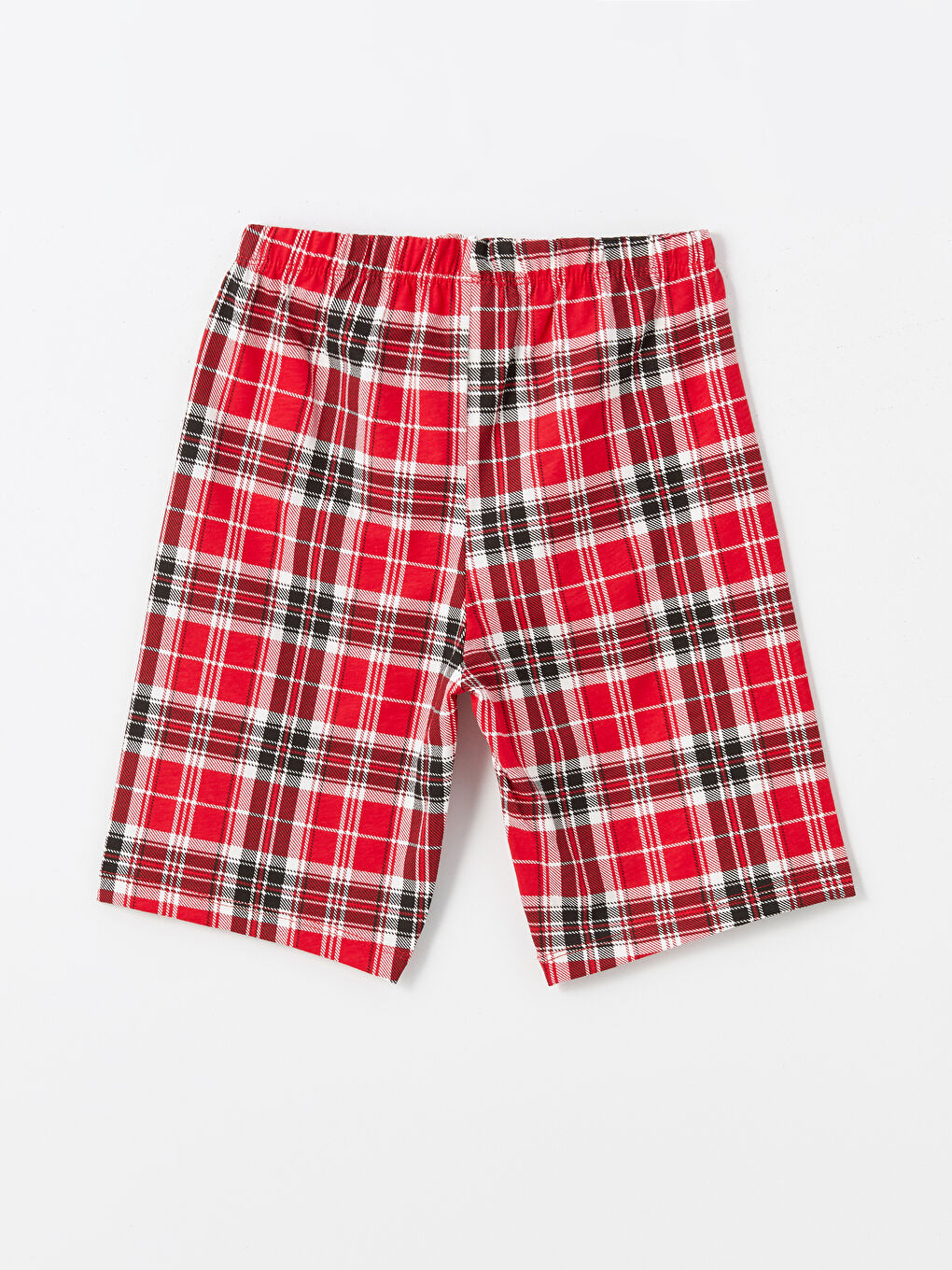 Kırmızı Beli Lastikli Ekose Erkek Çocuk Pijama Şort-1