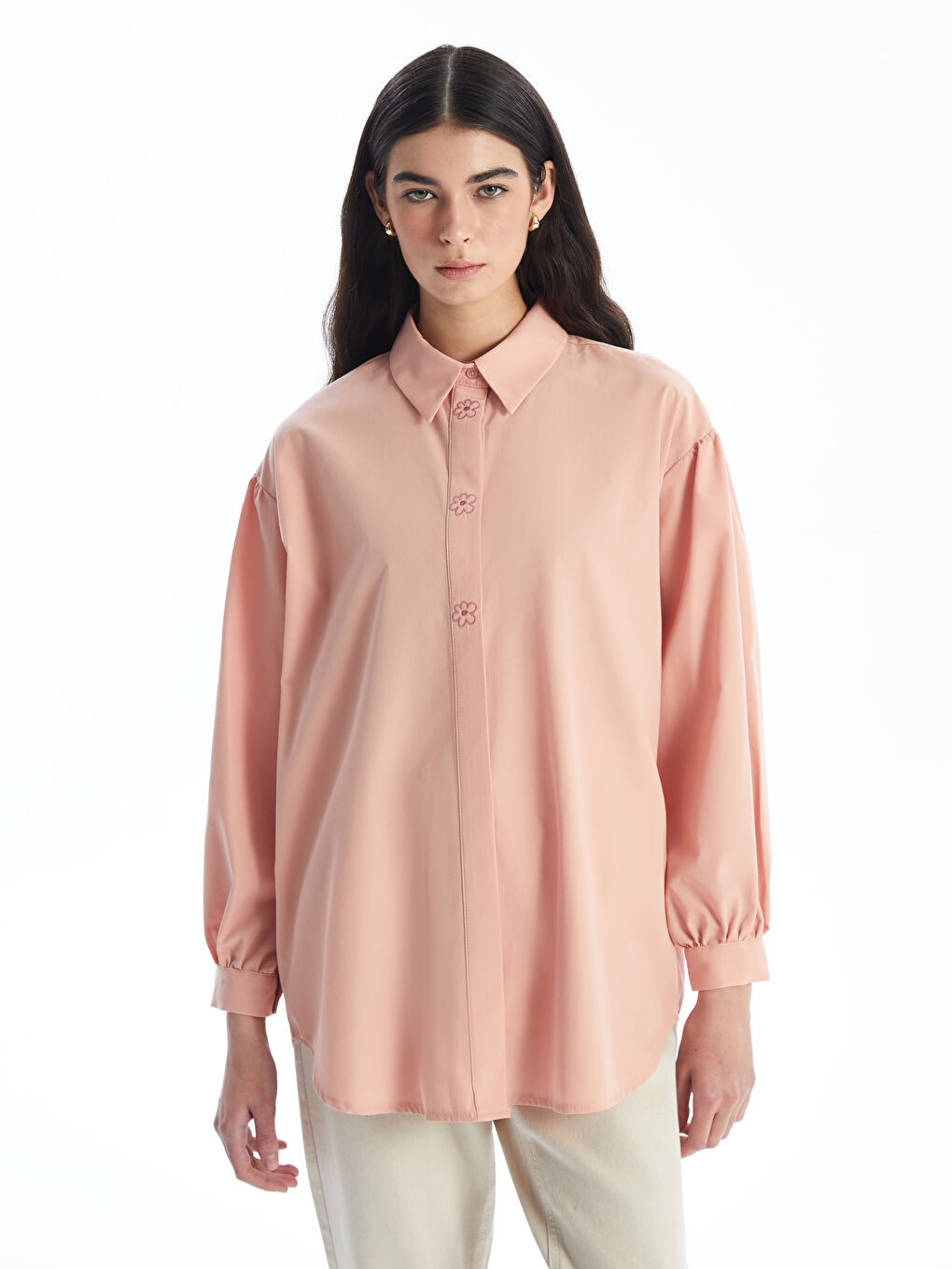 Floral Detailed Long Sleeve Women's Shirt Tunic -S4LF52Z8-Y6Q