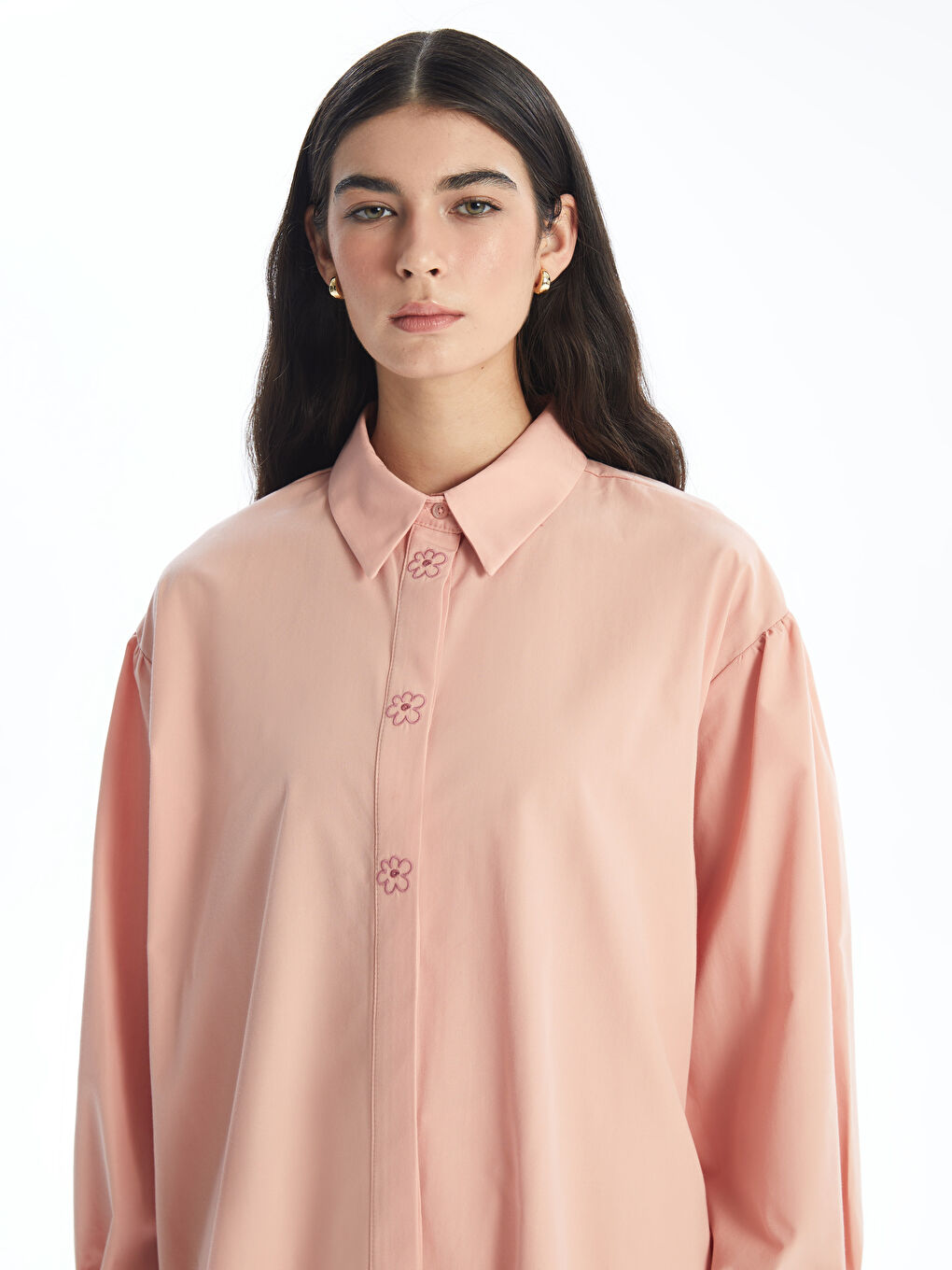 Floral Detailed Long Sleeve Women's Shirt Tunic -S4LF52Z8-Y6Q