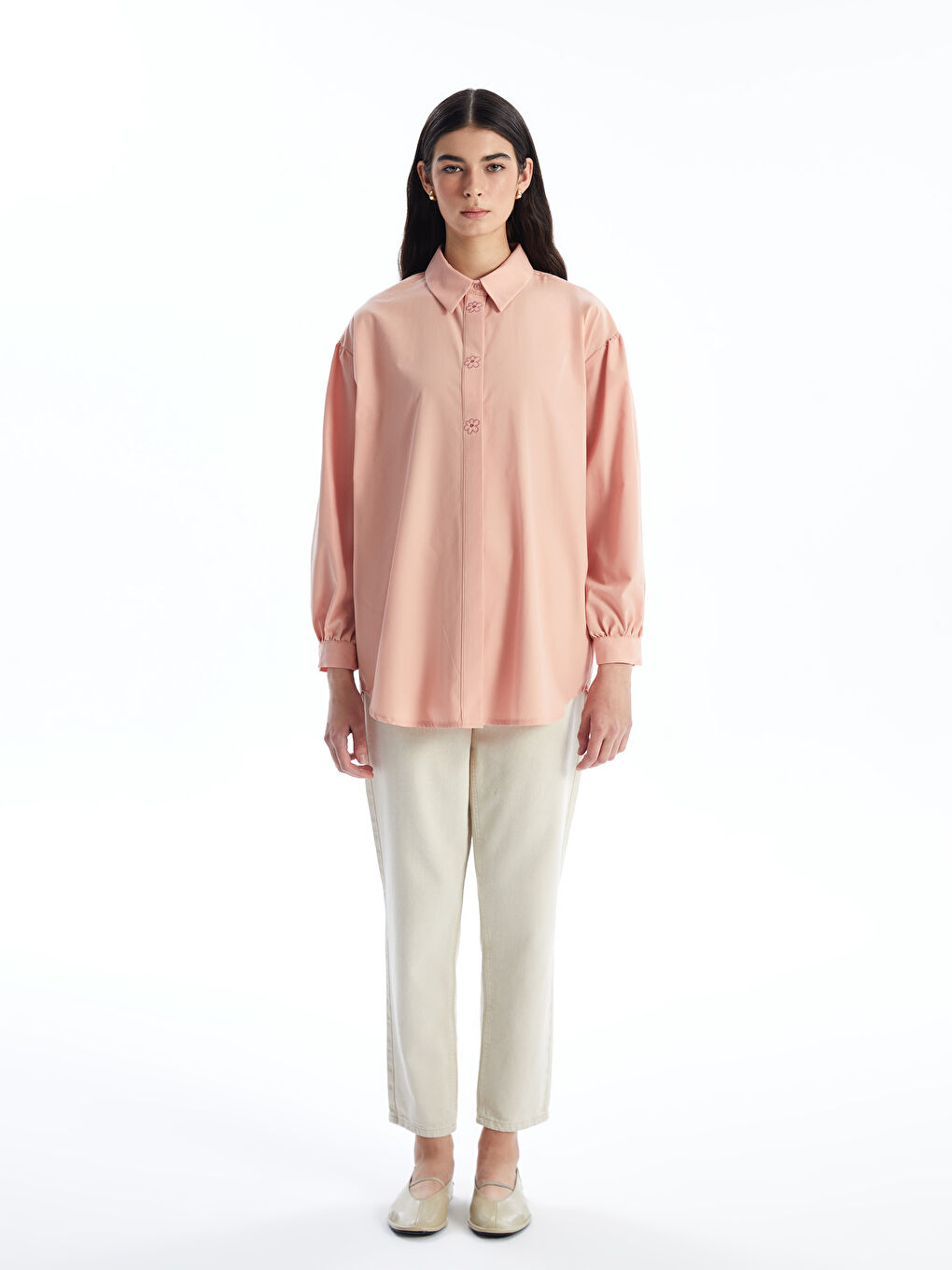 Floral Detailed Long Sleeve Women's Shirt Tunic -S4LF52Z8-Y6Q