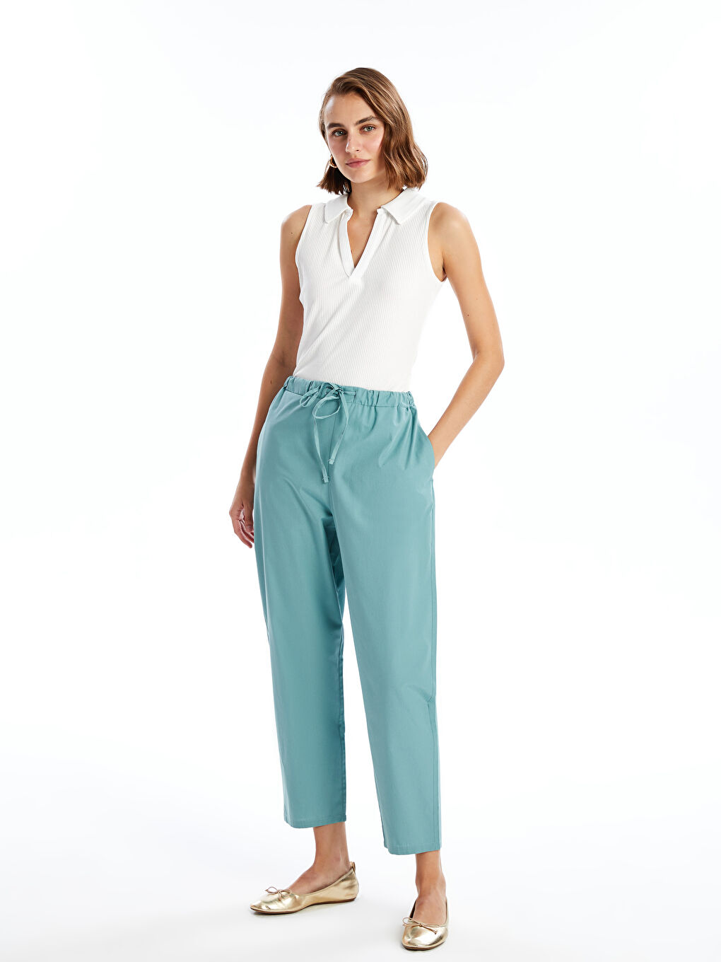 Carrot Cut Women Pants With Elastic Waist -S4LG03Z8-GP4