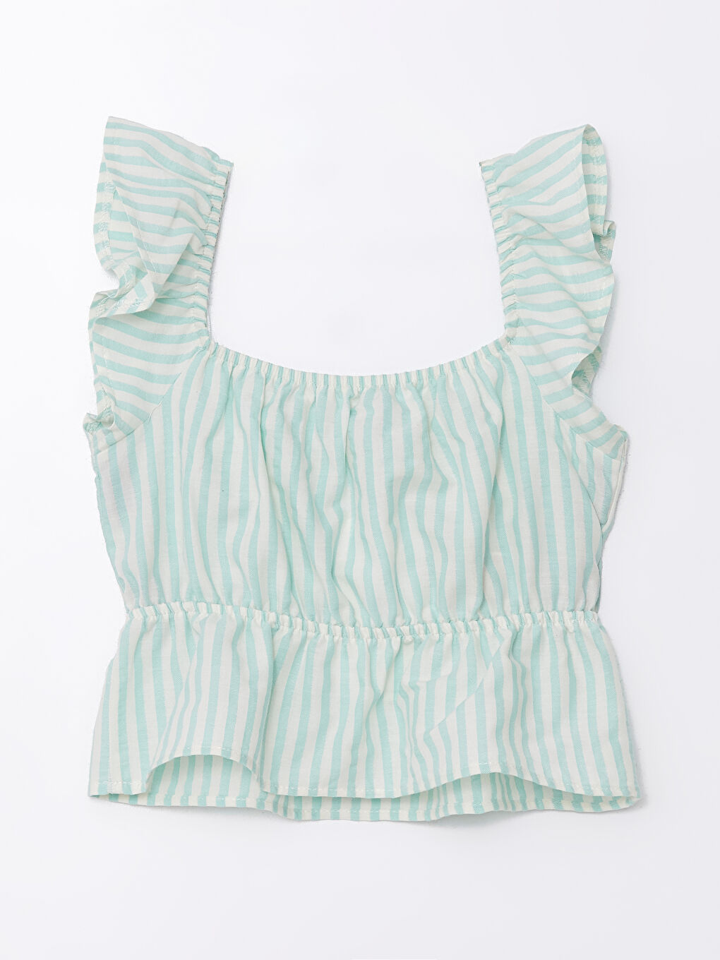 LCW Kids Yeşil Kare Yaka Kız Çocuk Crop Bluz