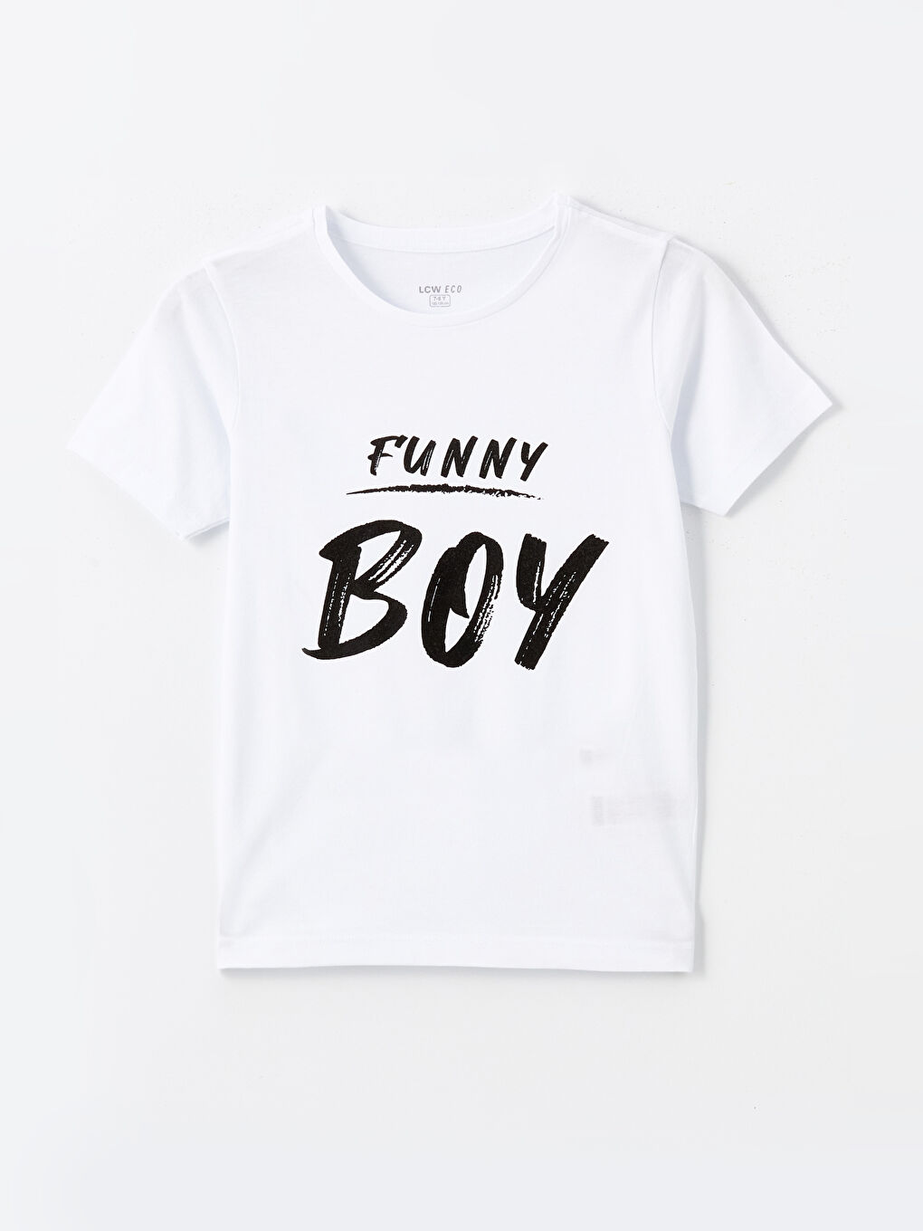 Beyaz Bisiklet Yaka Kısa Kollu Erkek Çocuk Pijama Üst