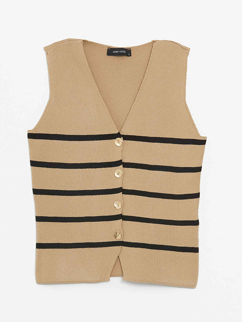 V-Neck Striped Women's Knitwear Vest -S4LG45Z8-LE8