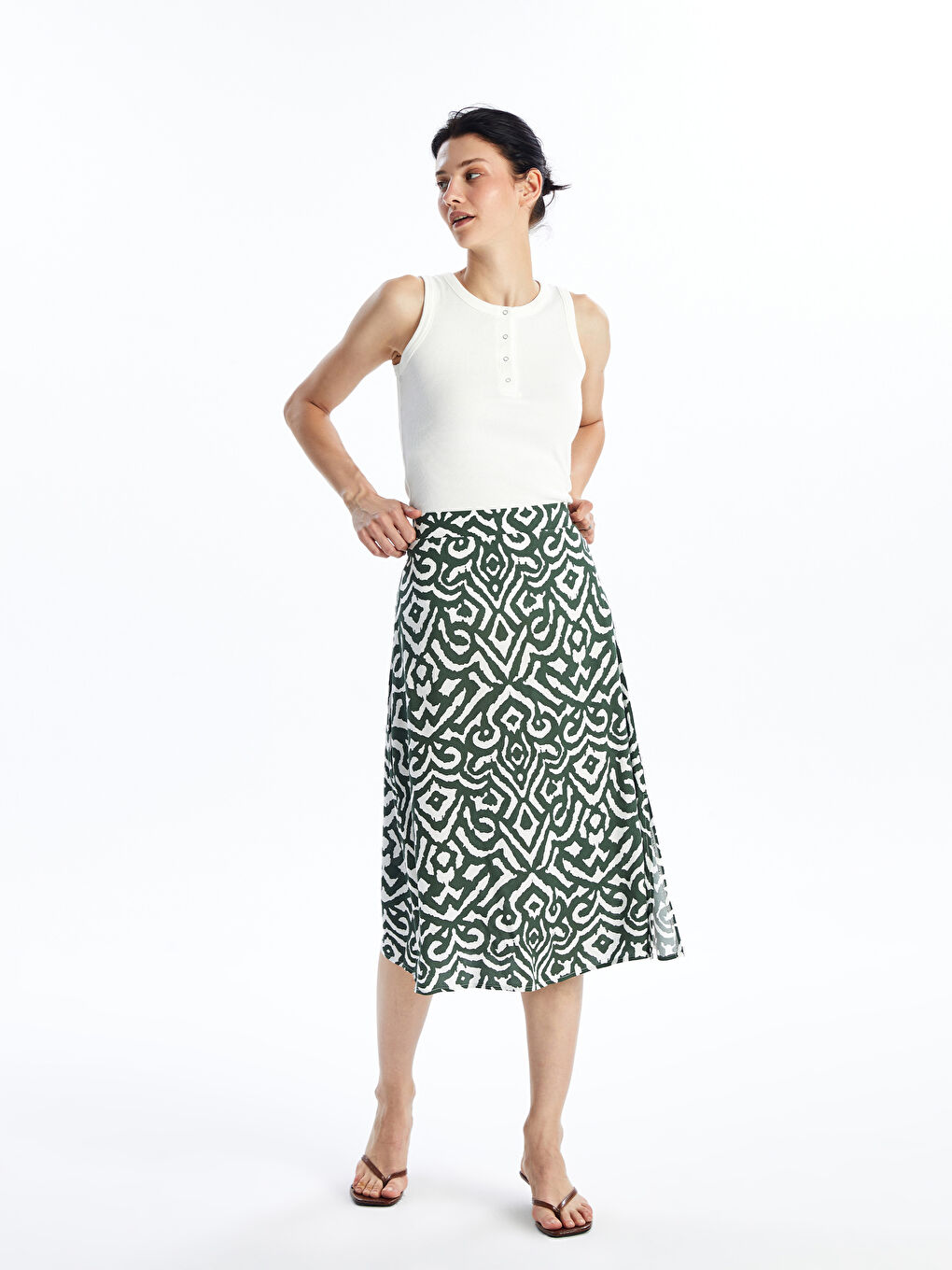 Women Skirt With Elastic Waist Pattern -S4LG56Z8-LRR