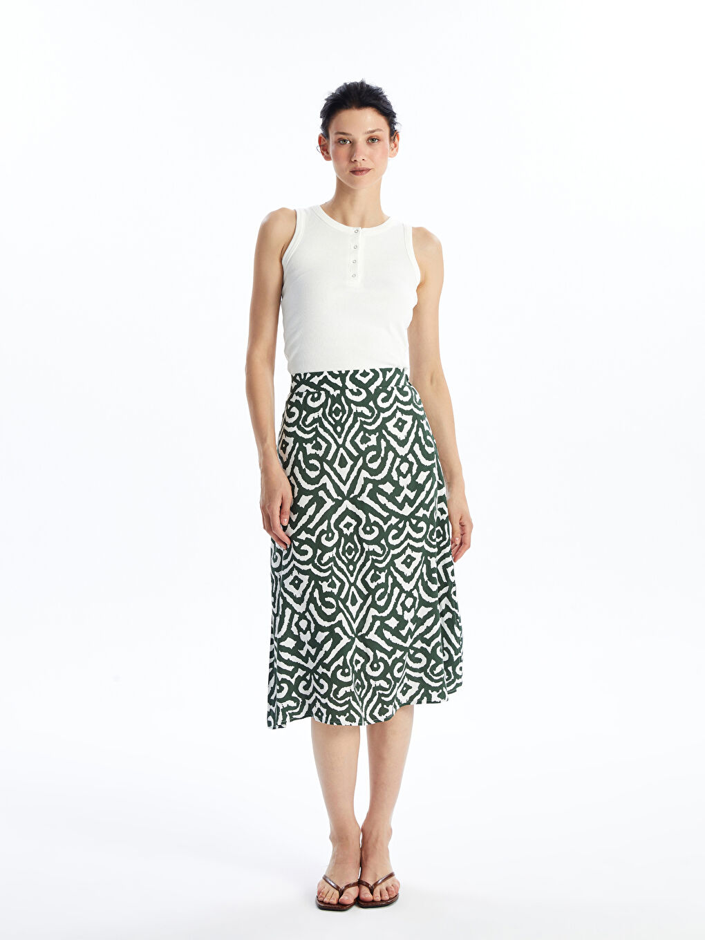 Women Skirt With Elastic Waist Pattern -S4LG56Z8-LRR