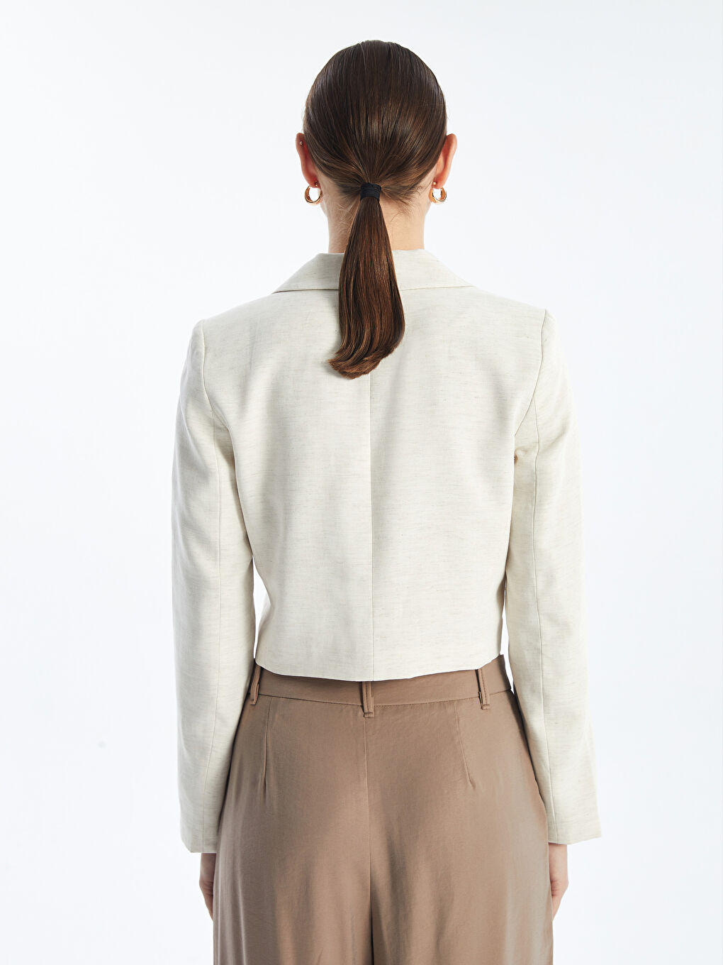 Women's Straight Long Sleeve Linen Blend Blazer Jacket -S4LG72Z8-V1L