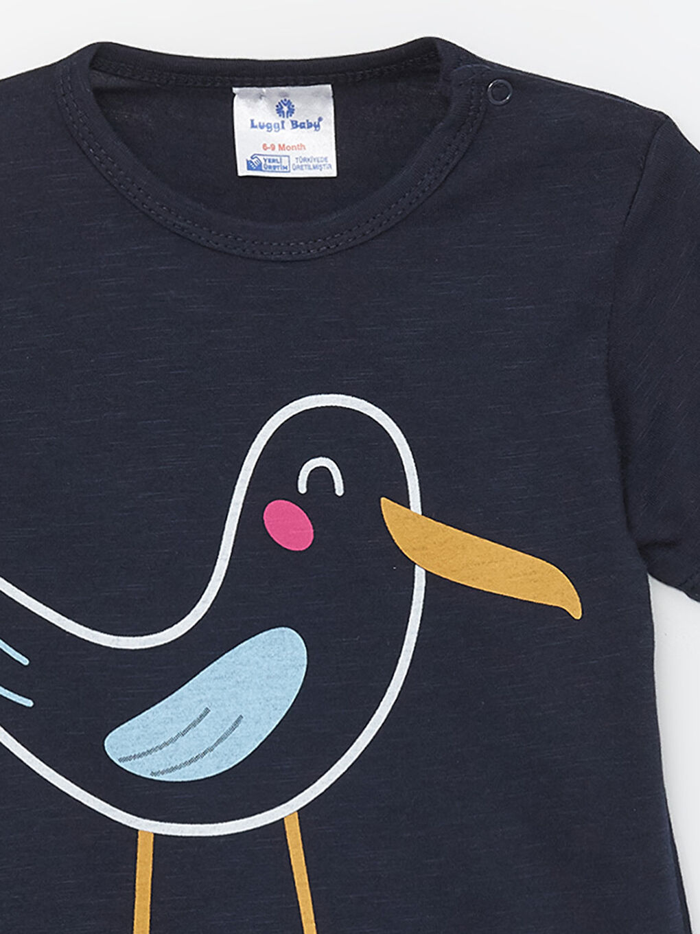 Lacivert Bisiklet Yaka Kısa Kollu Baskılı Erkek Bebek Tulum-2