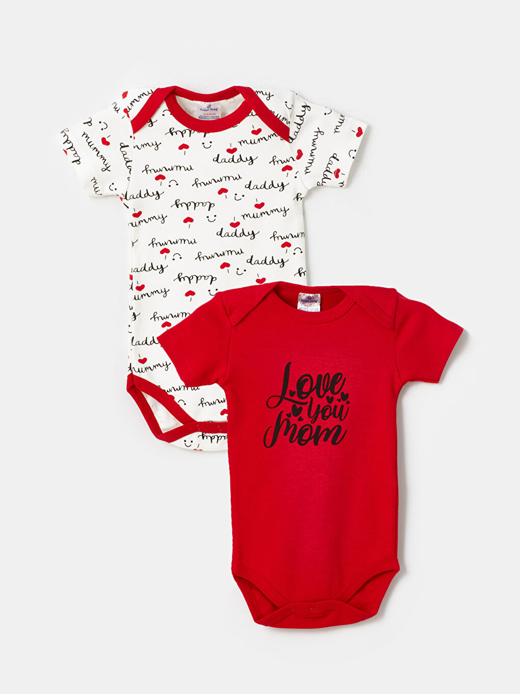 Luggi Baby Kirmizi Bisiklet Yaka Baskılı Kız Bebek Çıtçıtlı Bodysuit 2'li