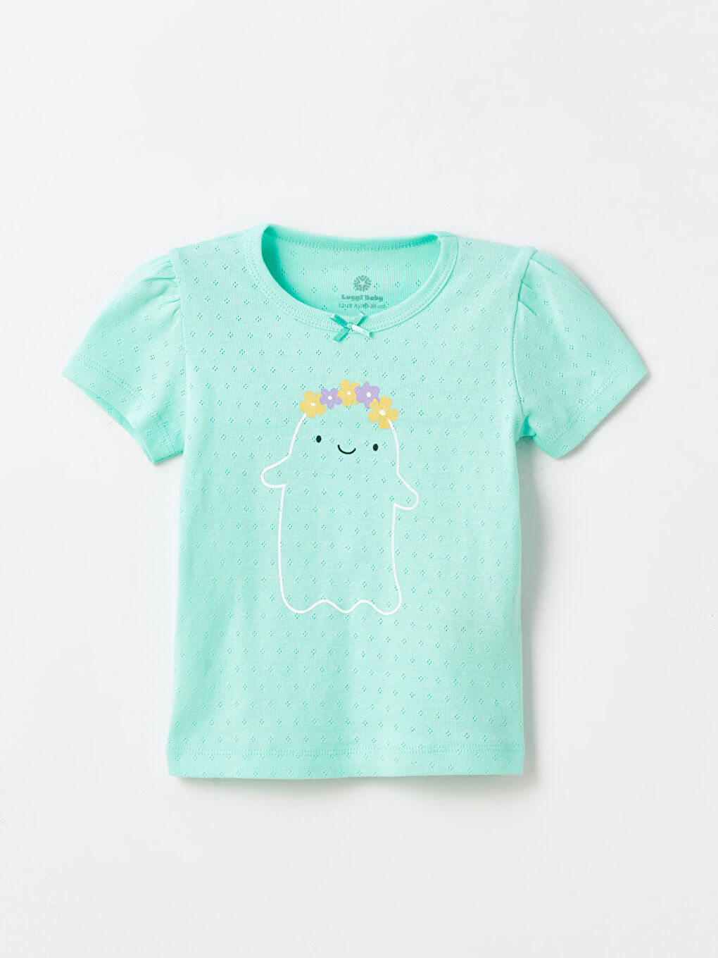 Yeşil Bisiklet Yaka Kısa Kollu Kız Bebek Pijama Takımı-1