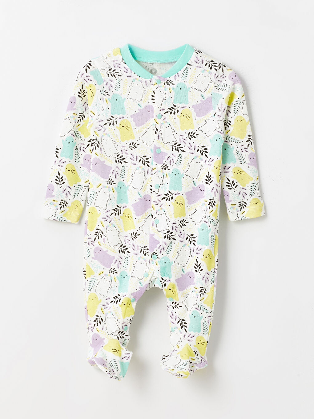 Yeşil Bisiklet Yaka Desenli Kız Bebek Tulum