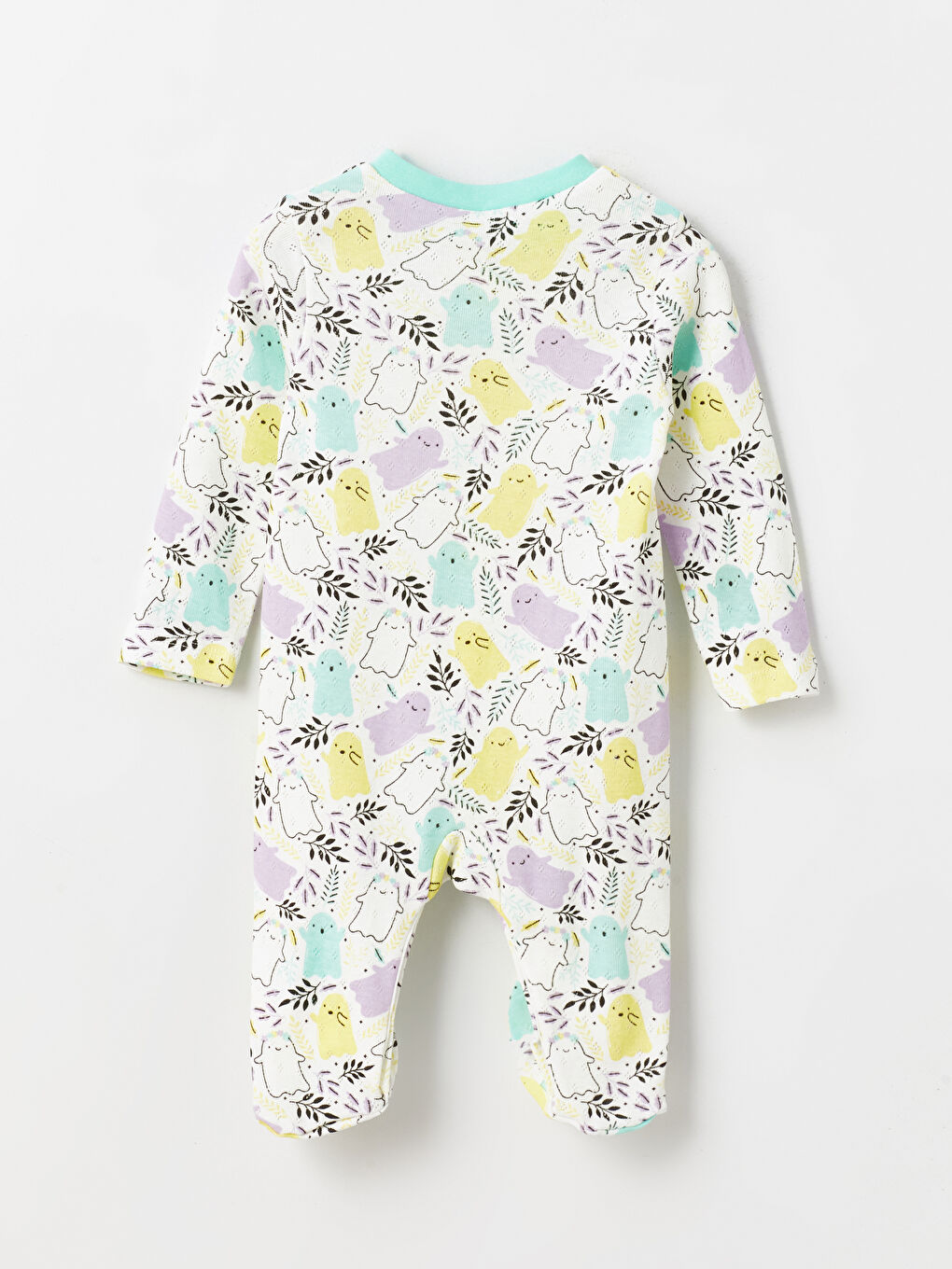 Yeşil Bisiklet Yaka Desenli Kız Bebek Tulum-1