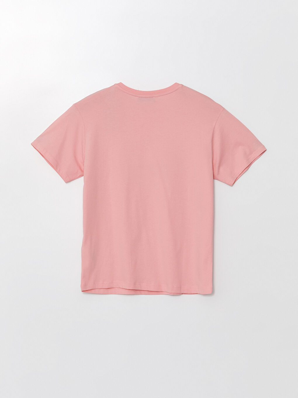 Pembe Bisiklet Yaka Baskılı Kısa Kollu Kadın Tişört-6