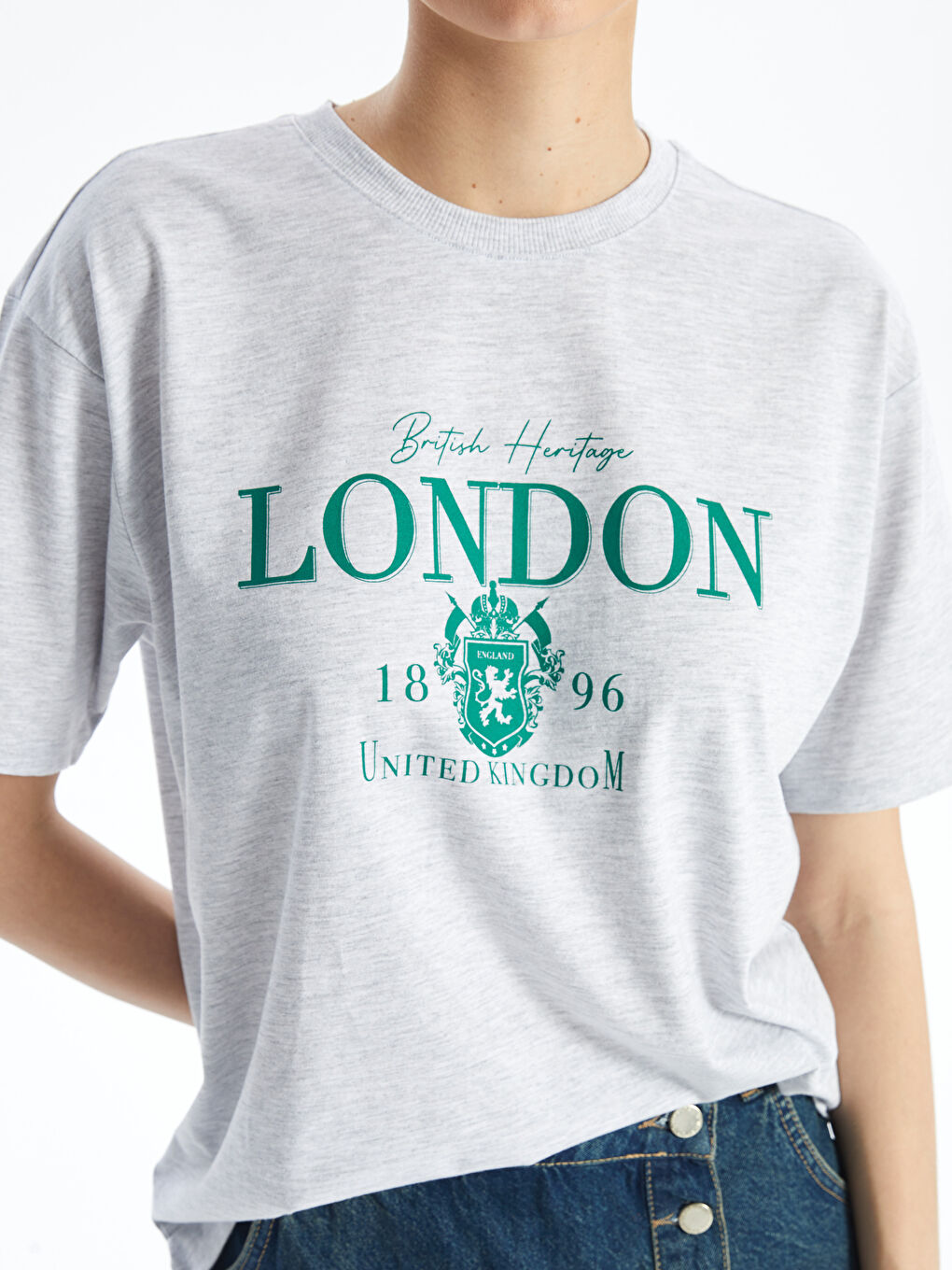 Crew Neck Printed Short Sleeve Oversized T-Shirt -S4LI01Z8-847