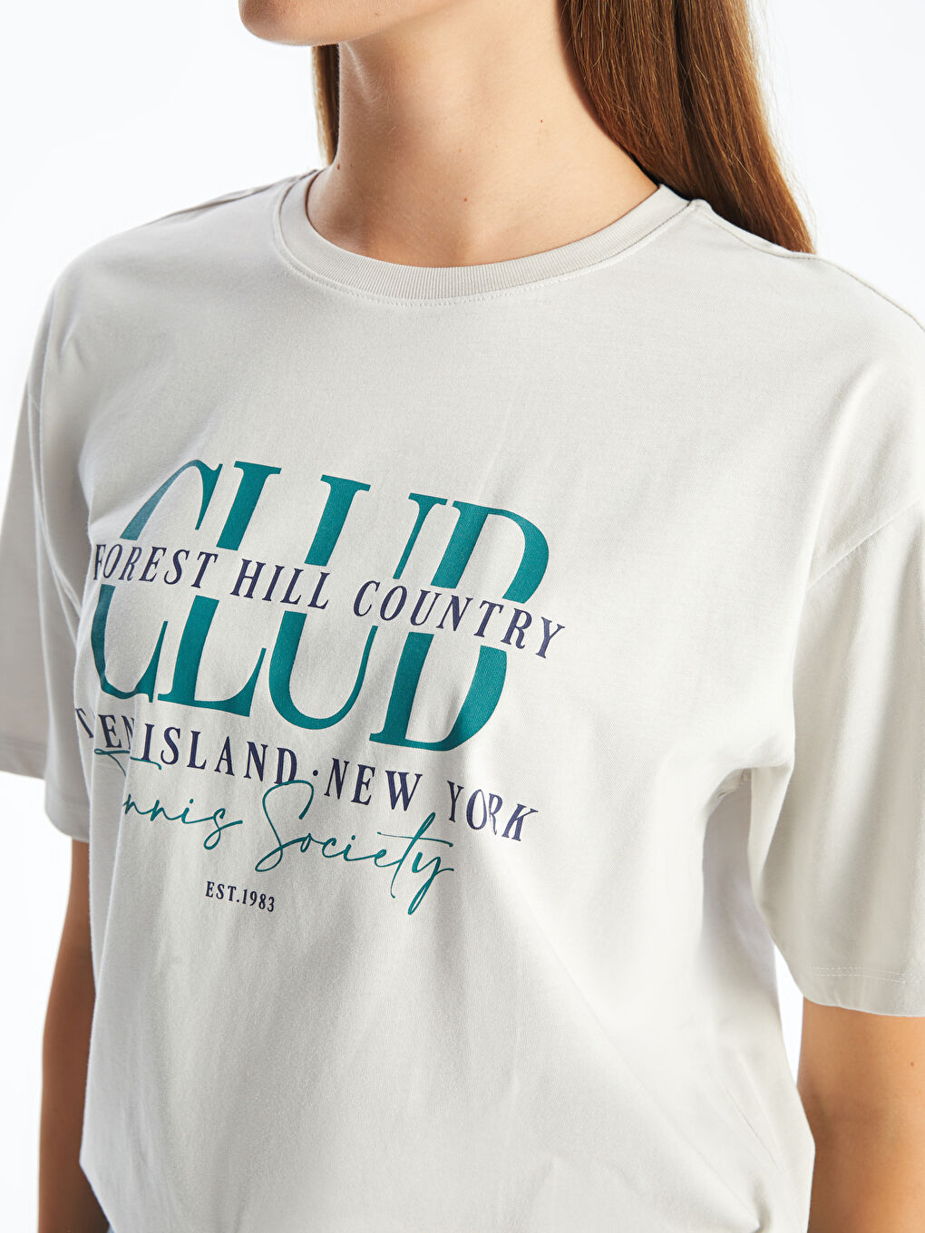 Crew Neck Printed Short Sleeve Oversize Women's T-Shirt -S4LI02Z8-G5H