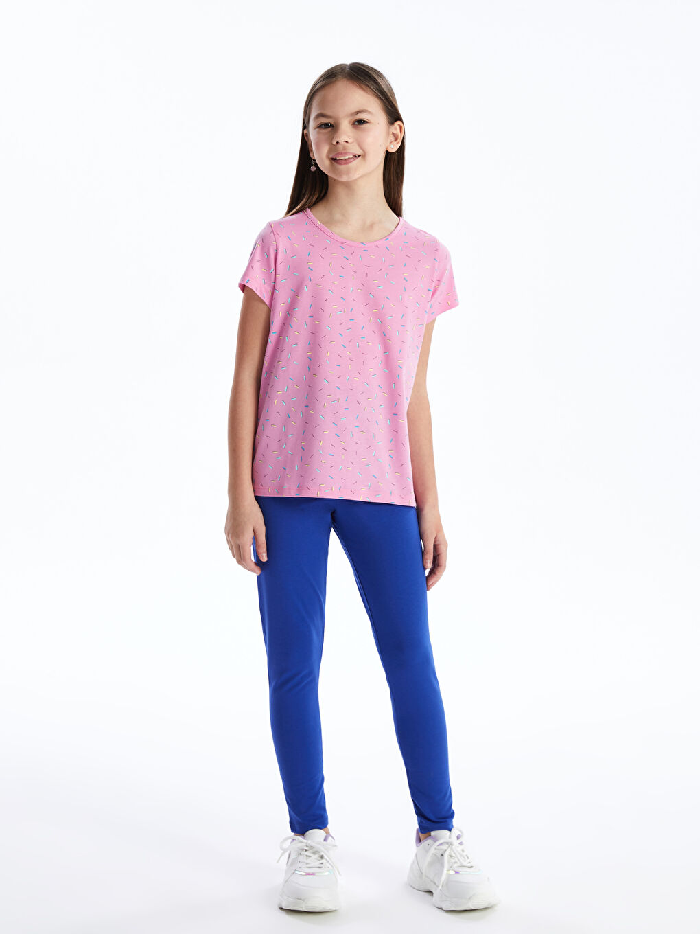 Pembe Bisiklet Yaka Baskılı Kısa Kollu Kız Çocuk Tişört-2