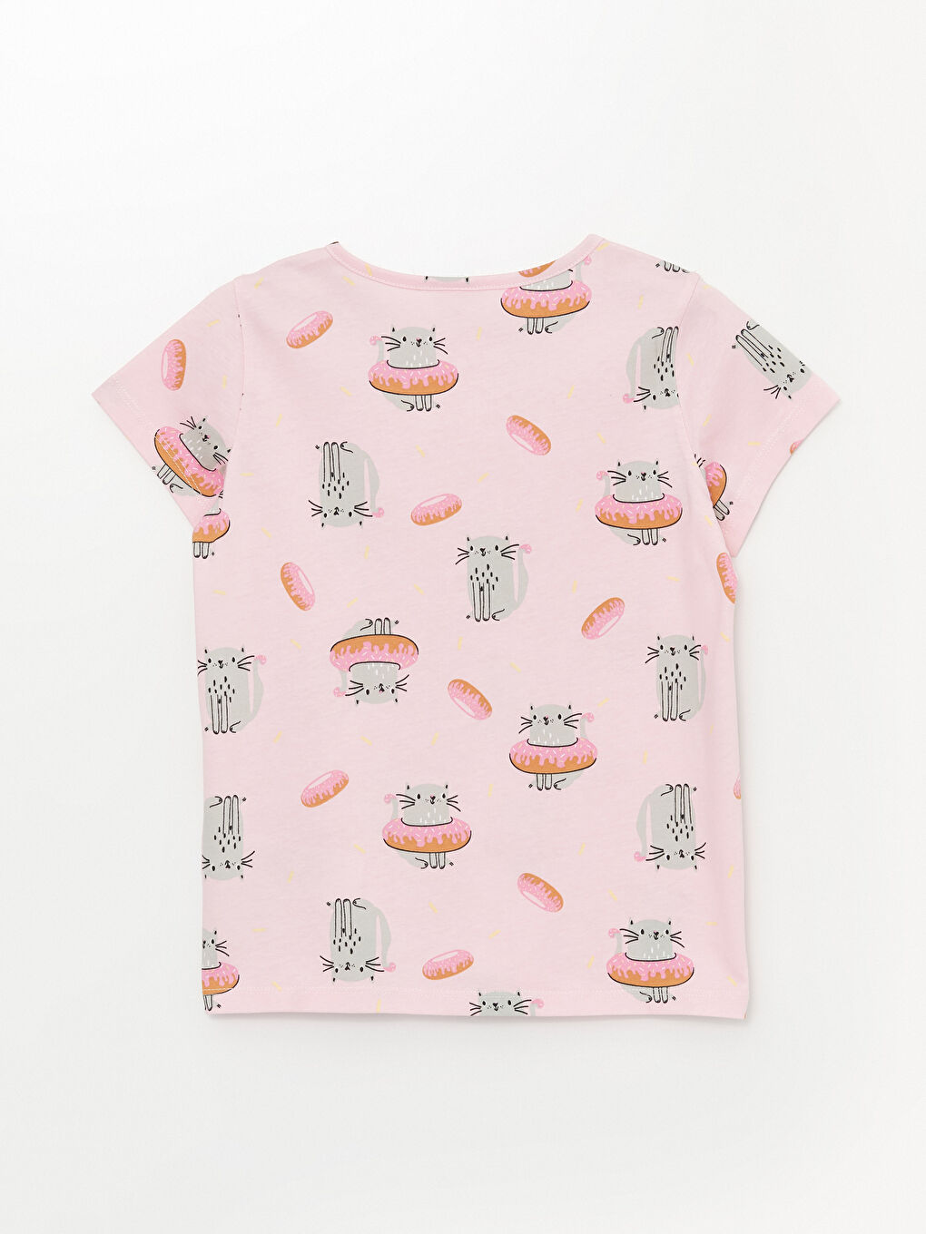 Pembe Bisiklet Yaka Baskılı Kısa Kollu Kız Çocuk Tişört-4