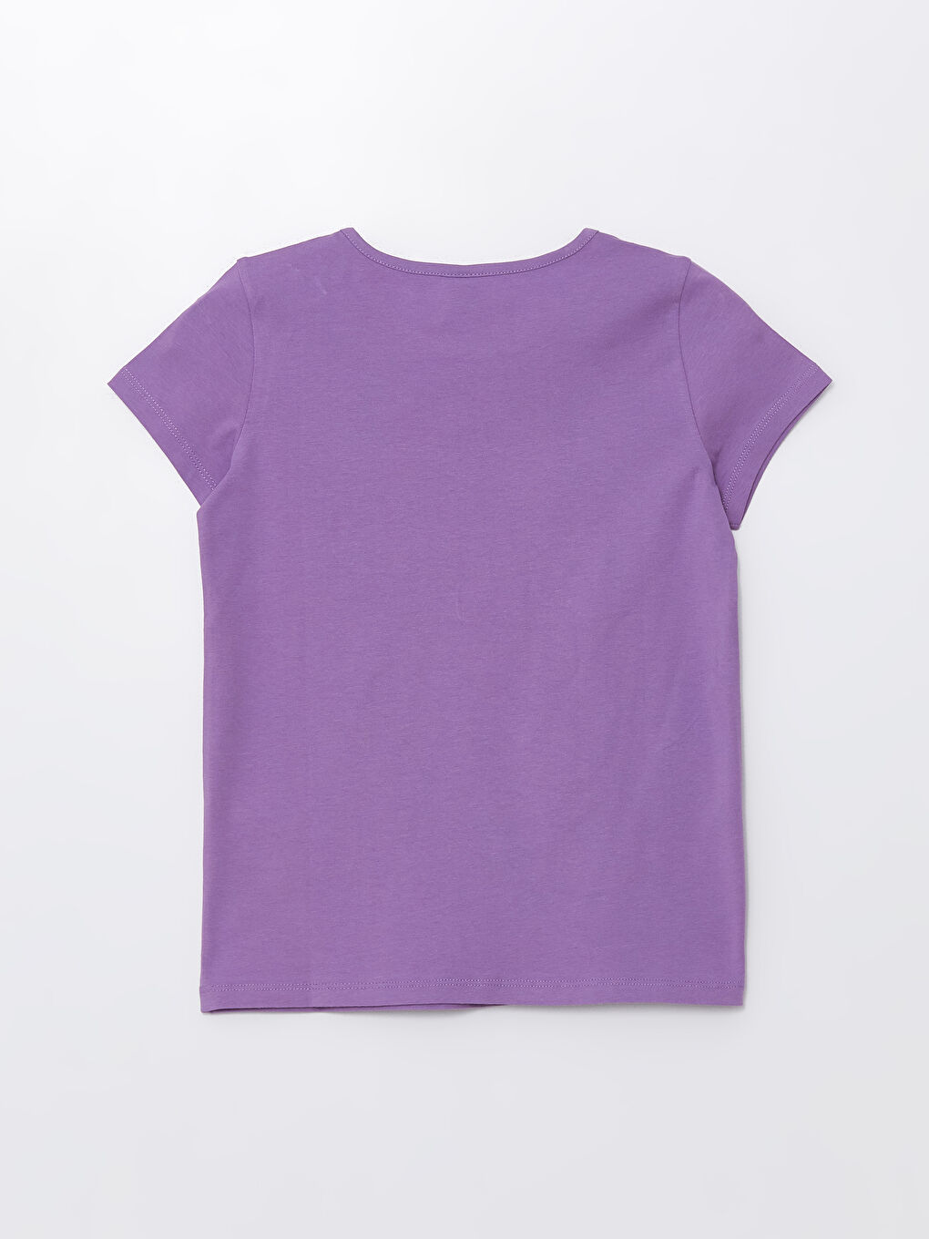 Lila Bisiklet Yaka Baskılı Kısa Kollu Kız Çocuk Tişört-3