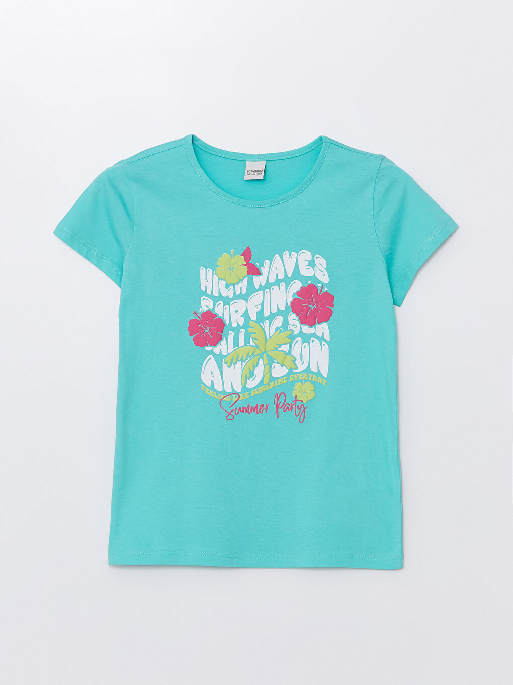 Crew Neck Printed Short Sleeve Girls' T-Shirt-2