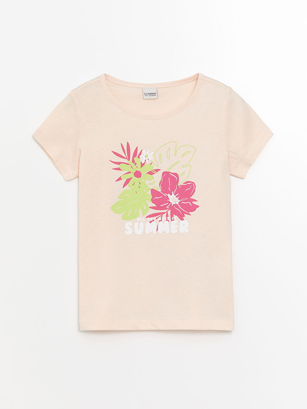 LCW Kids Crew Neck Printed Short Sleeve Girls' T-Shirt -S4LI22Z4-JSK