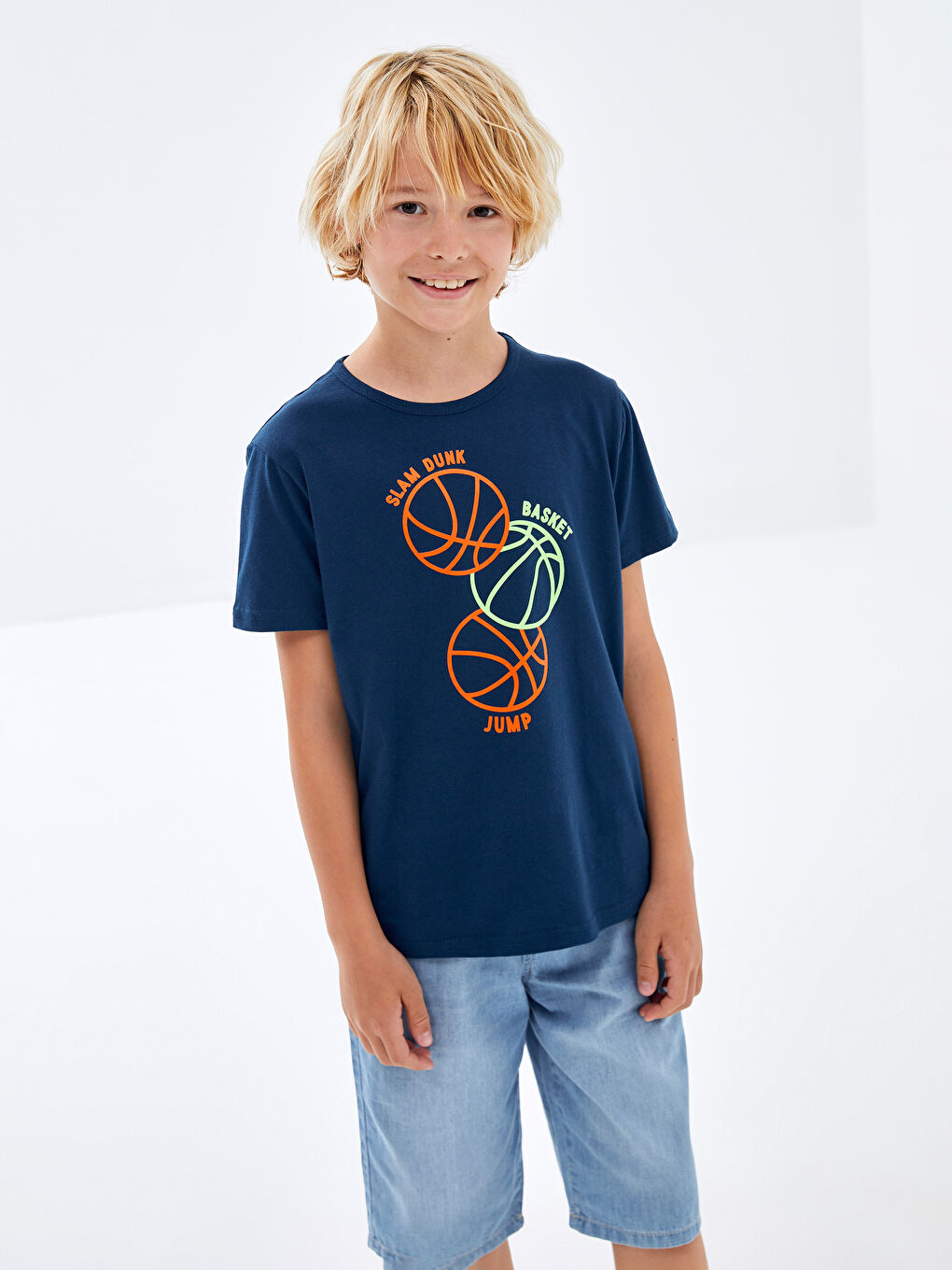 Crew Neck Printed Short Sleeve Boys' T-Shirt