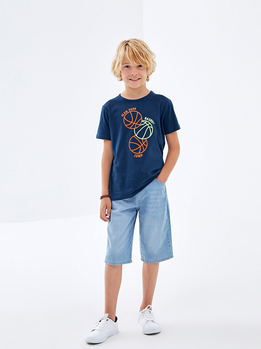 Crew Neck Printed Short Sleeve Boys' T-Shirt-1