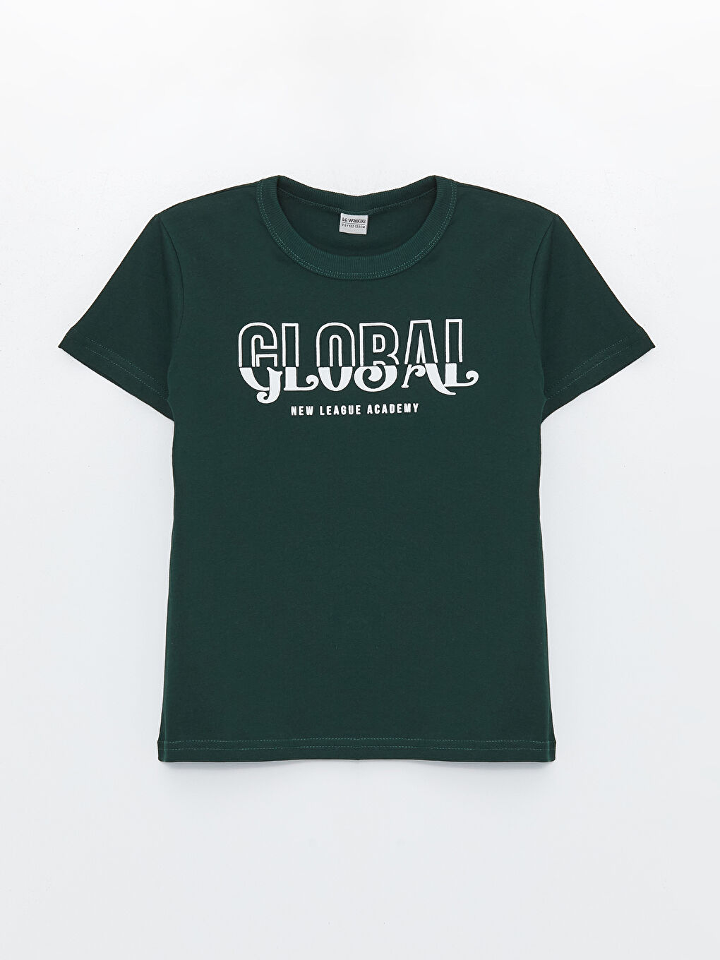 Yeşil Bisiklet Yaka Baskılı Kısa Kollu Erkek Çocuk Tişört