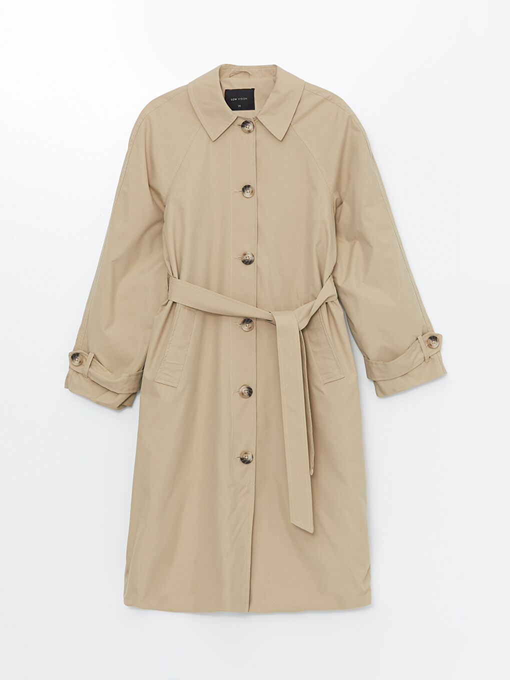 Women's Shirt Collar Plain Trench Coat -S4LI39Z8-SKQ