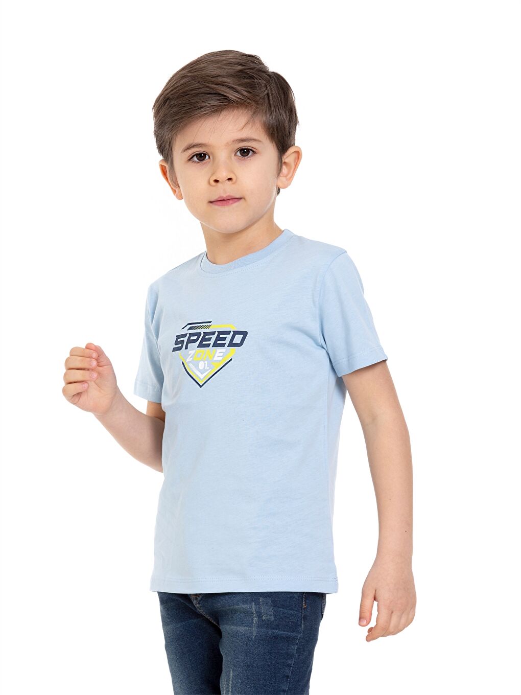 Mavi Bisiklet Yaka Kısa Kollu Baskılı Erkek Çocuk Tişört-1